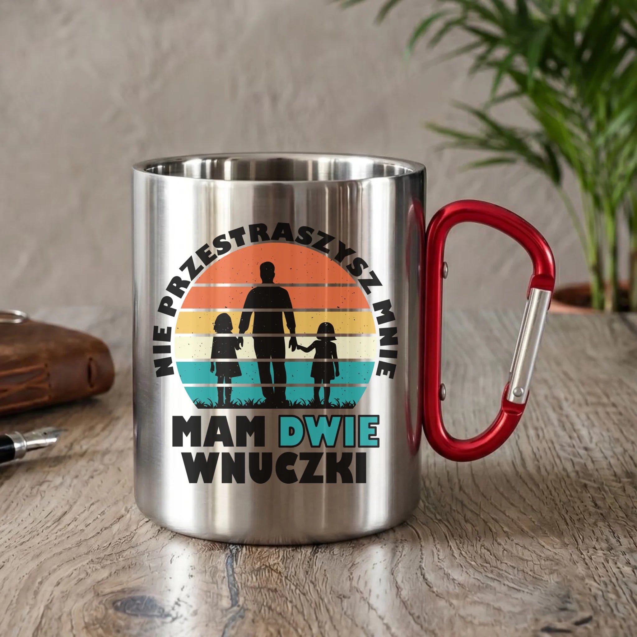 Kubek metalowy dla dziadka - Nie przestraszysz mnie mam dwie wnuczki D41 - StoryCups.pl