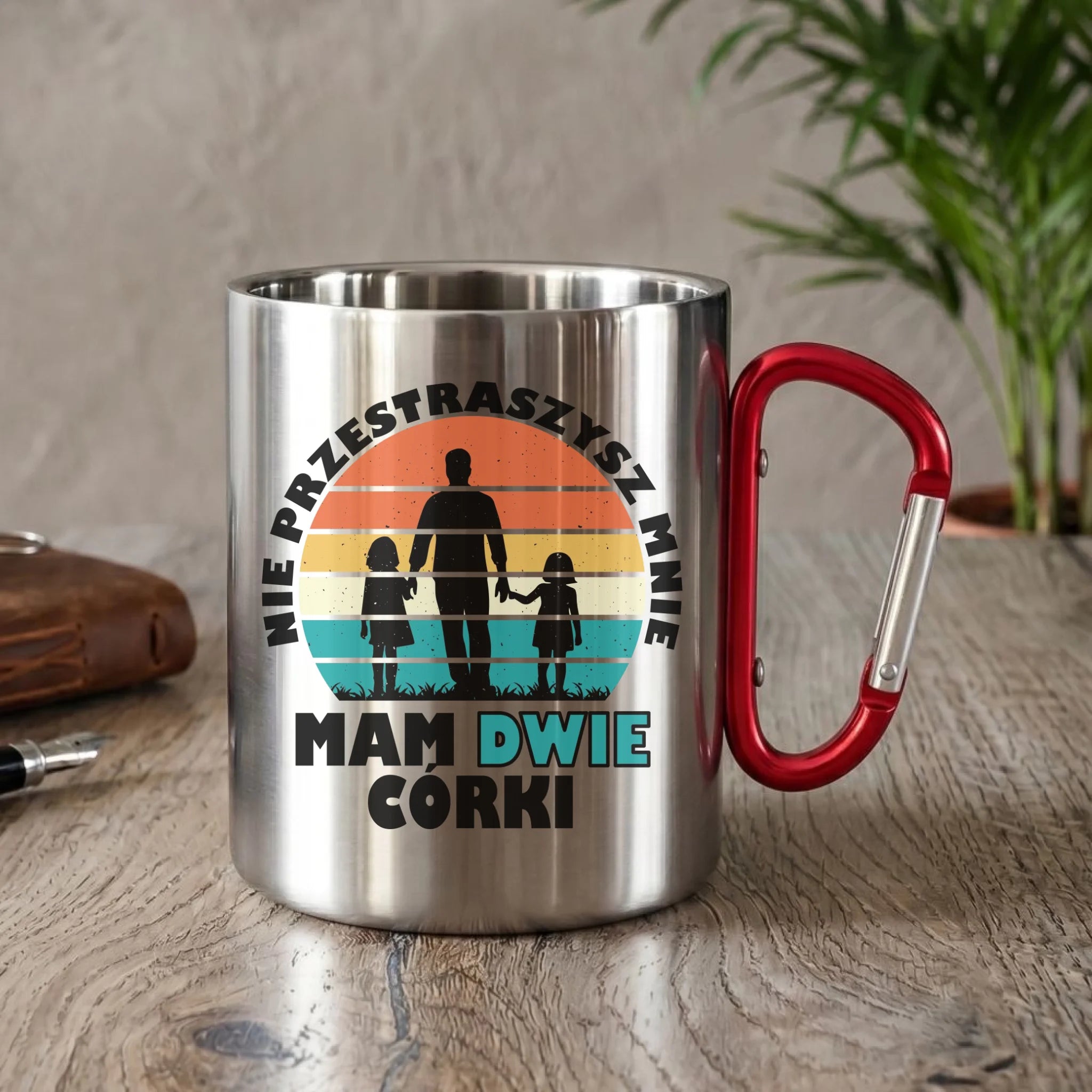 Kubek metalowy dla taty - Nie przestraszysz mnie mam dwie córki DT02 - StoryCups.pl