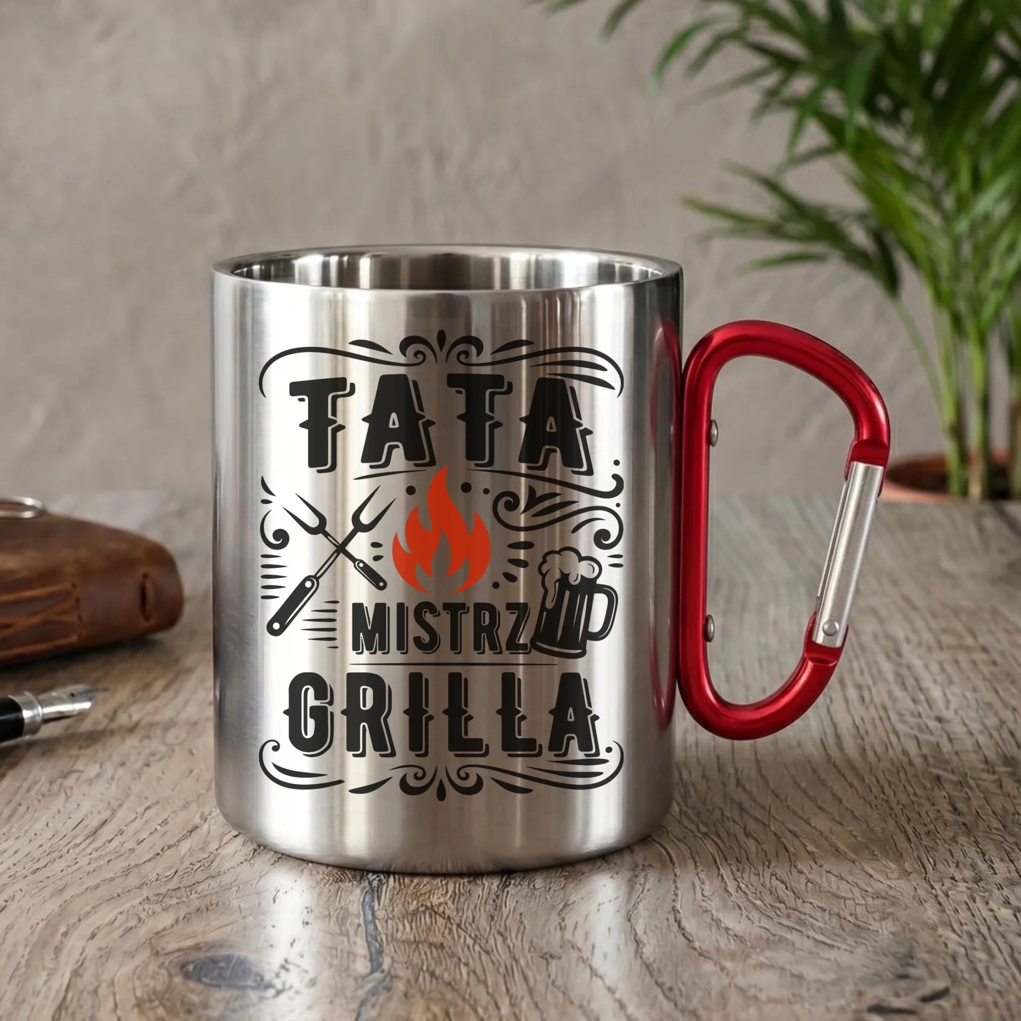 Kubek metalowy dla taty - Tata mistrz grilla DT53 - StoryCups.pl