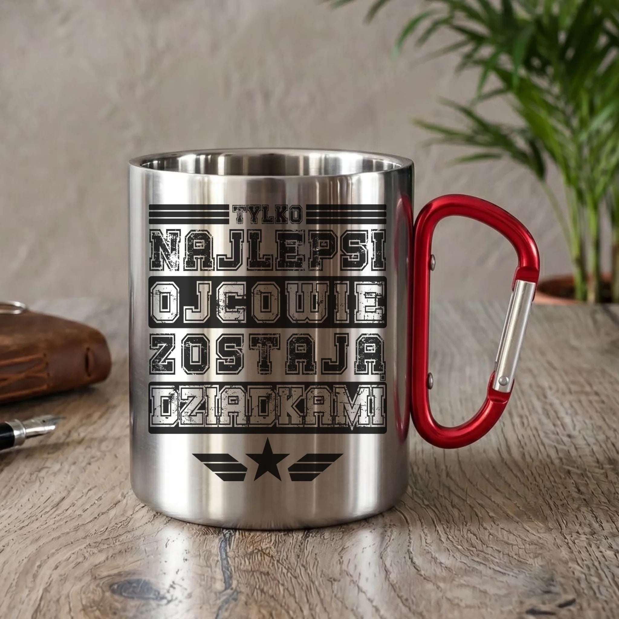 Kubek metalowy dla dziadka - Tylko najlepsi ojcowie zostają dziadkami D25 - StoryCups.pl