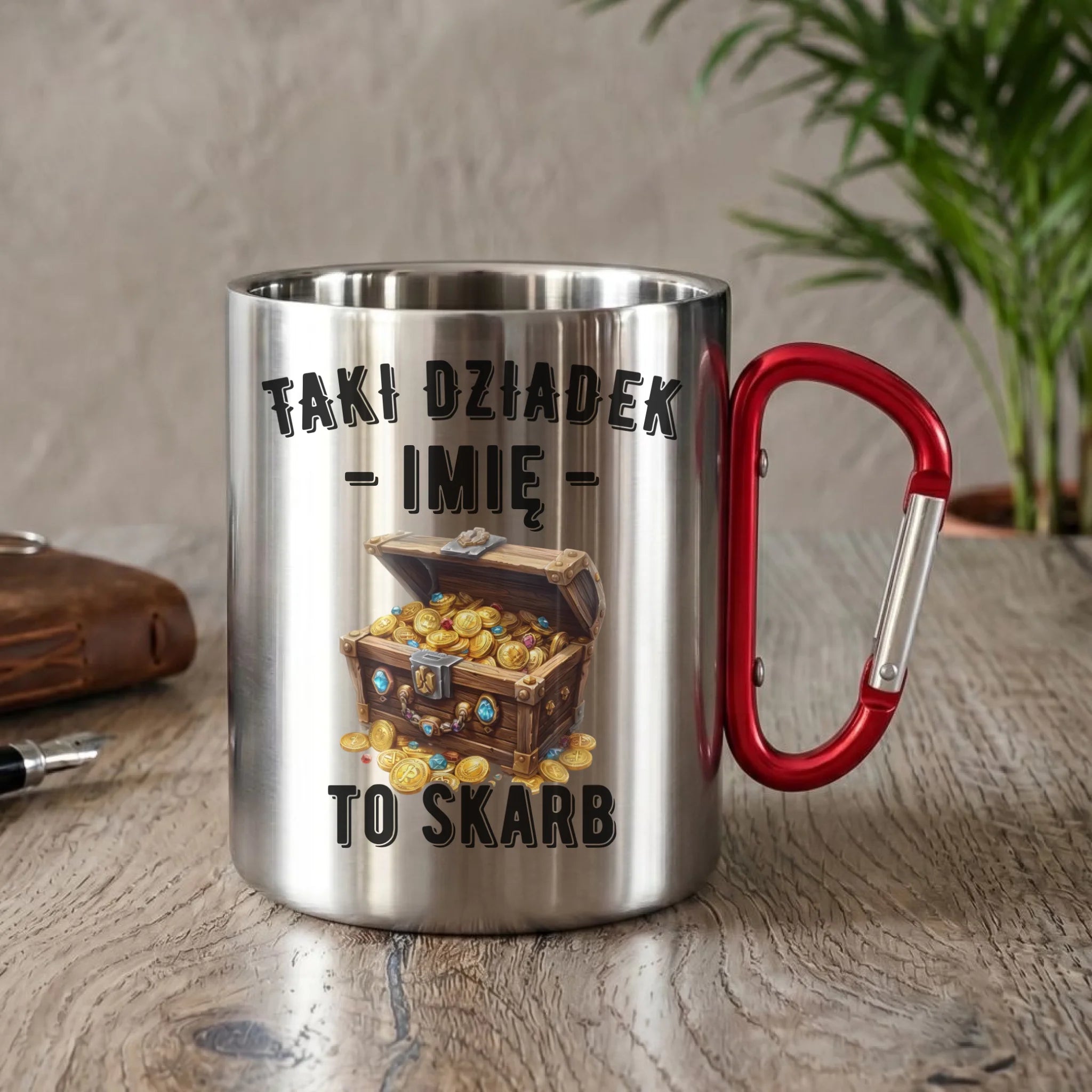 Kubek metalowy dla dziadka - Taki dziadek to skarb - personalizowany D19 - StoryCups.pl