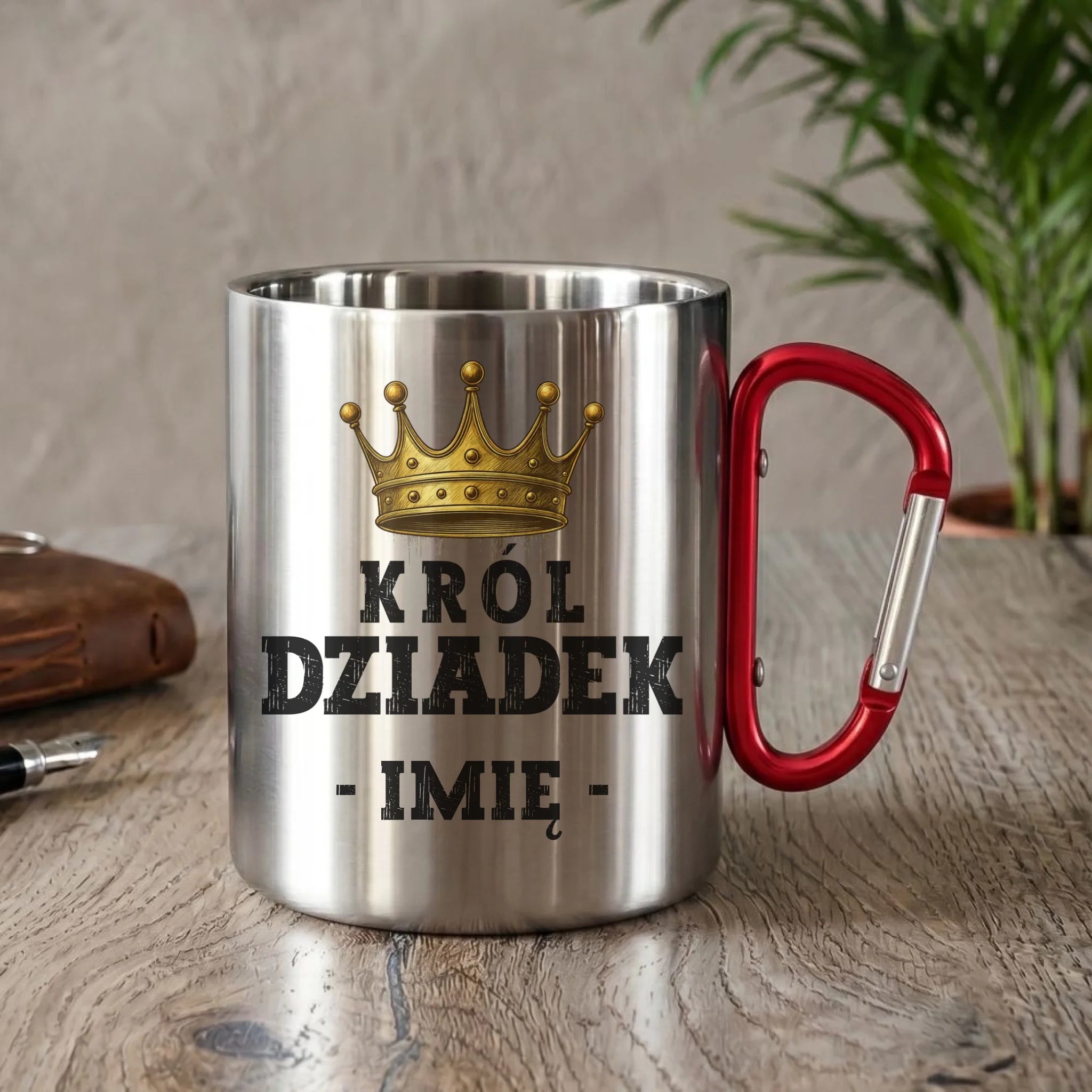 Kubek metalowy dla dziadka - Król Dziadek - personalizowany D17 - StoryCups.pl