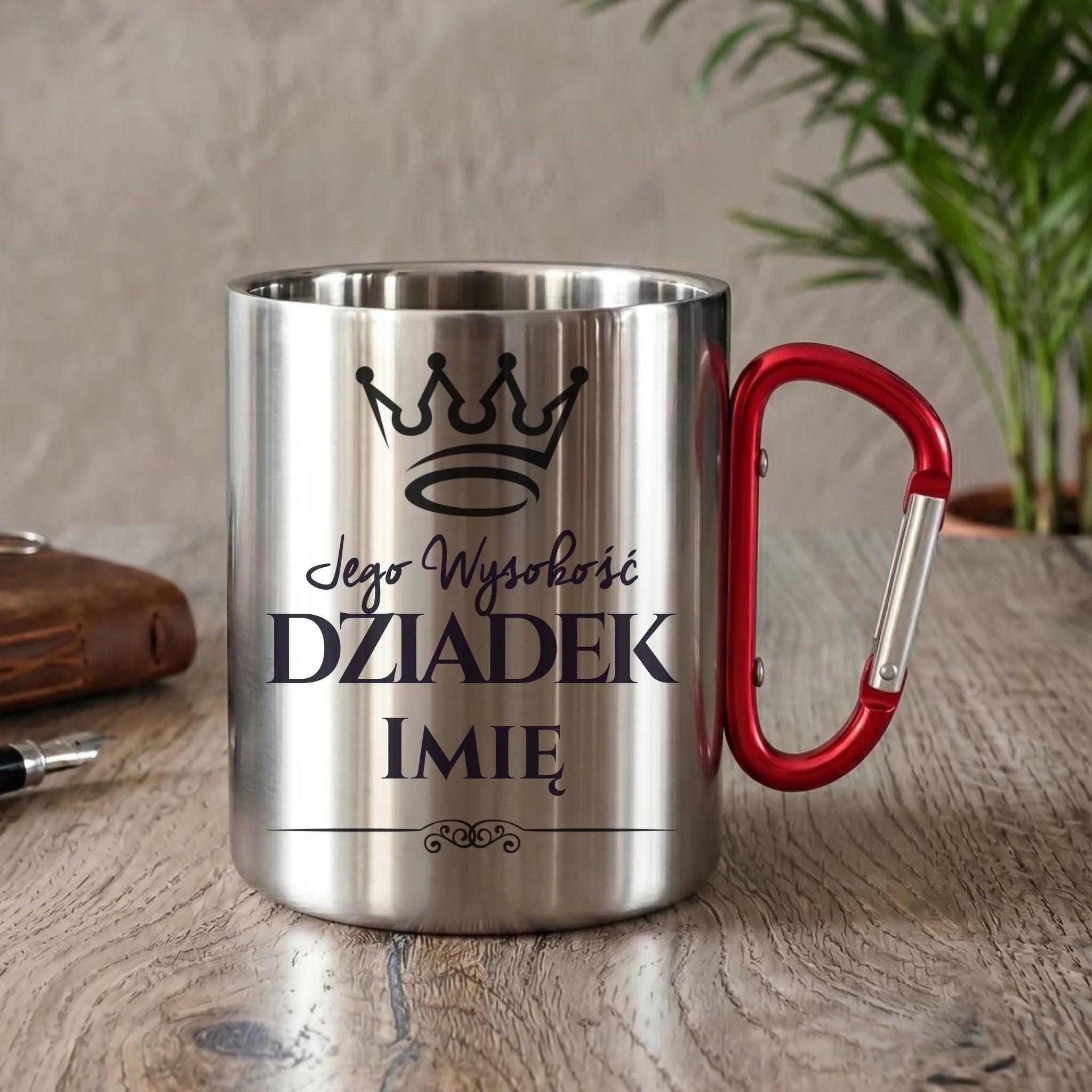 Kubek metalowy dla dziadka - Jego Wysokość dziadek - personalizowany D11 - StoryCups.pl