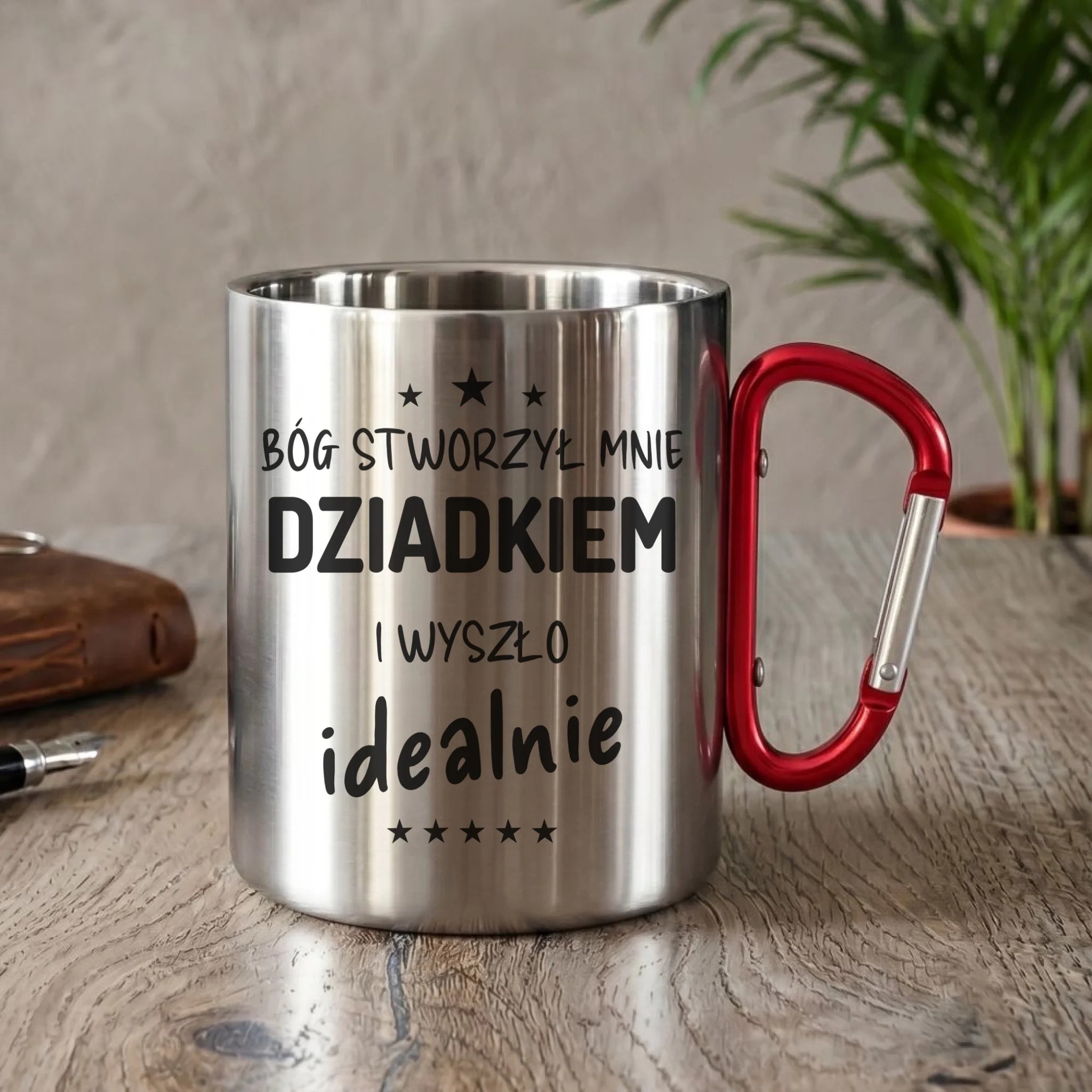 Kubek metalowy dla dziadka - Bóg stworzył mnie dziadkiem i wyszło idealnie D08 - StoryCups.pl