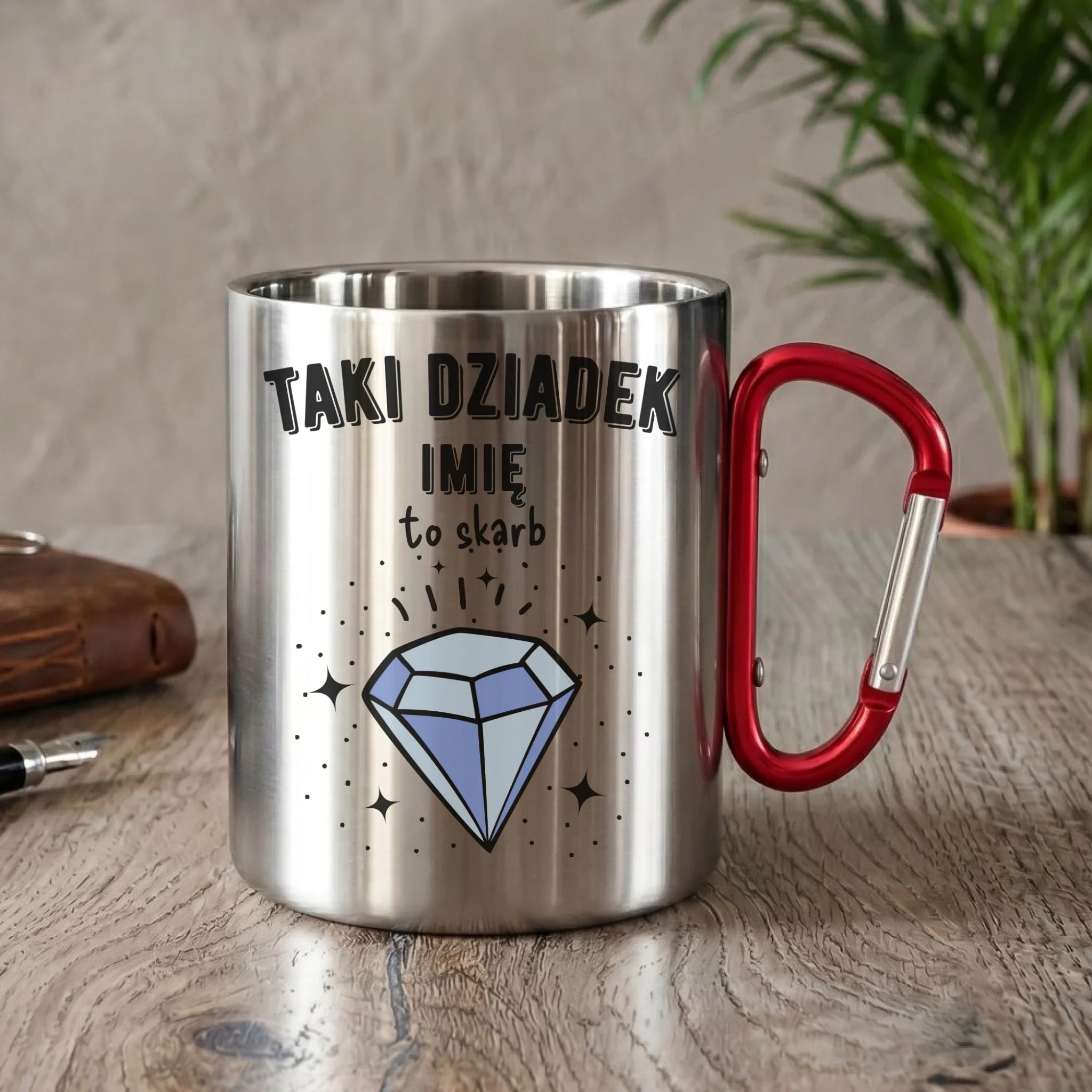 Kubek metalowy dla dziadka - Taki Dziadek to skarb - personalizowany D06 - StoryCups.pl