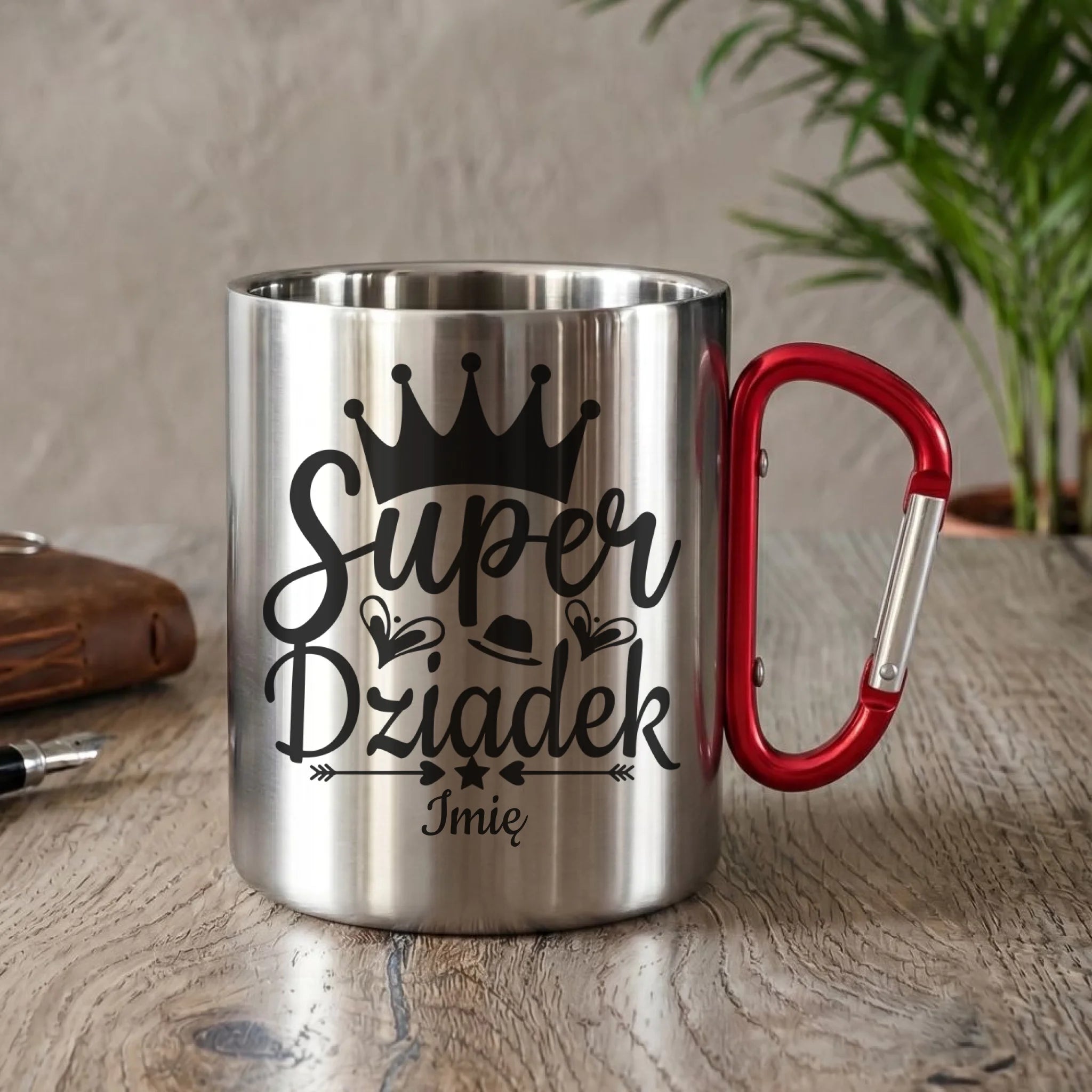 Kubek metalowy dla dziadka - Super Dziadek - personalizowany D03 - StoryCups.pl