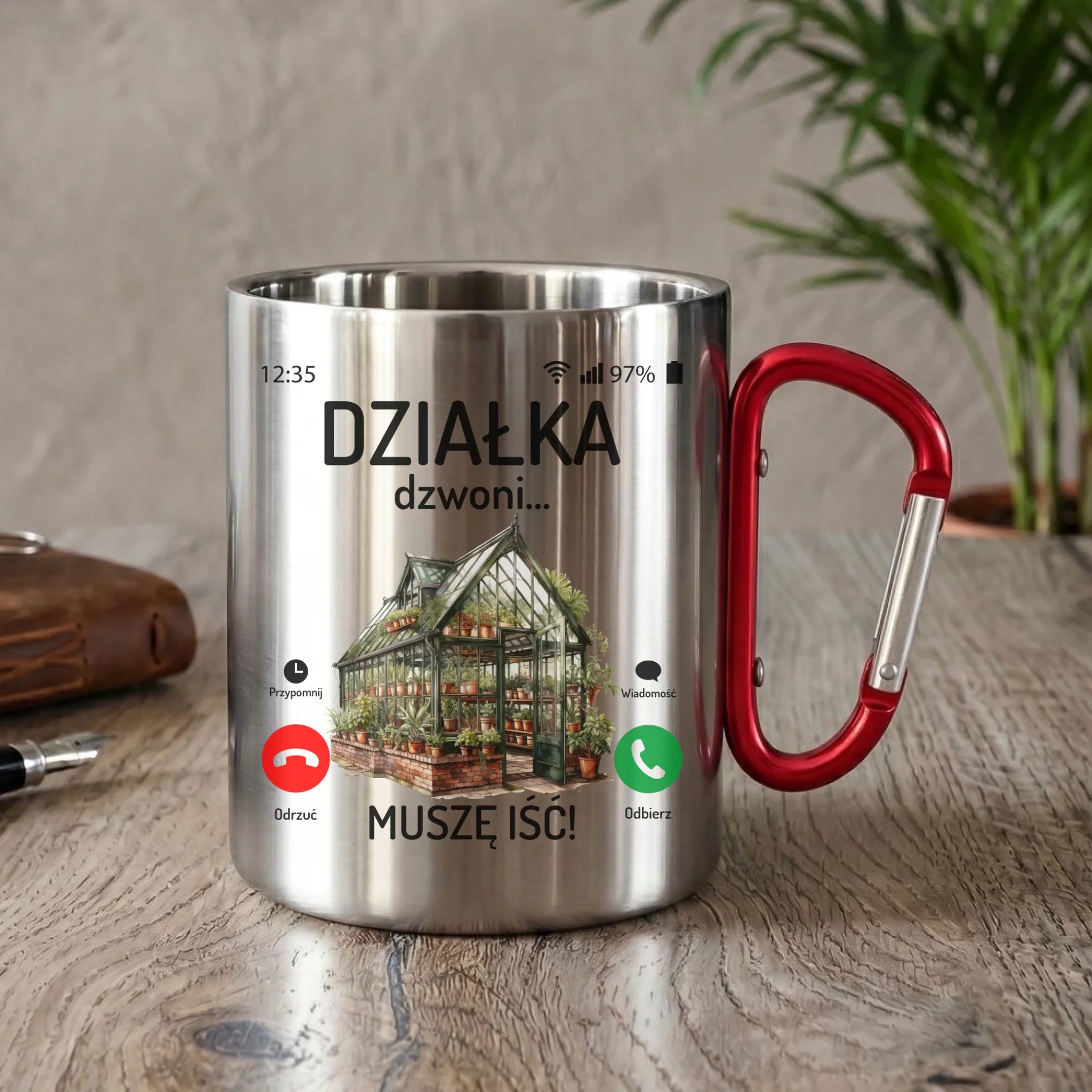 Kubek metalowy dla babci - Działka dzwoni muszę iść B41 - StoryCups.pl
