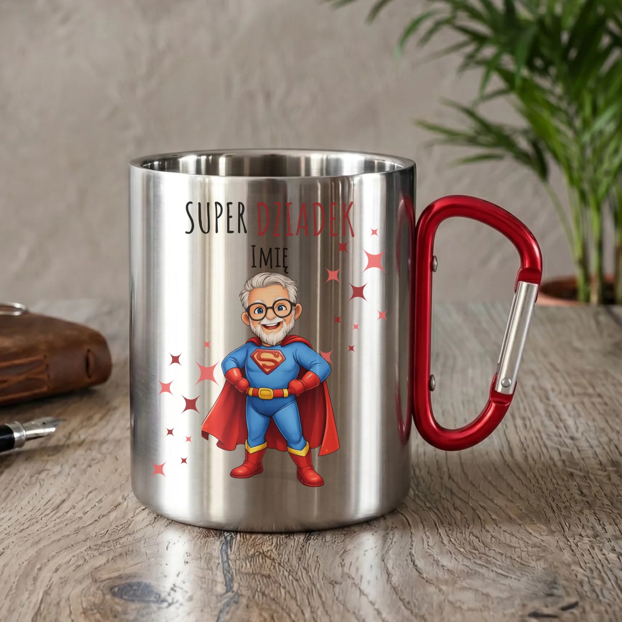 Kubek metalowy dla dziadka - Super Dziadek - personalizowany D02 - StoryCups.pl