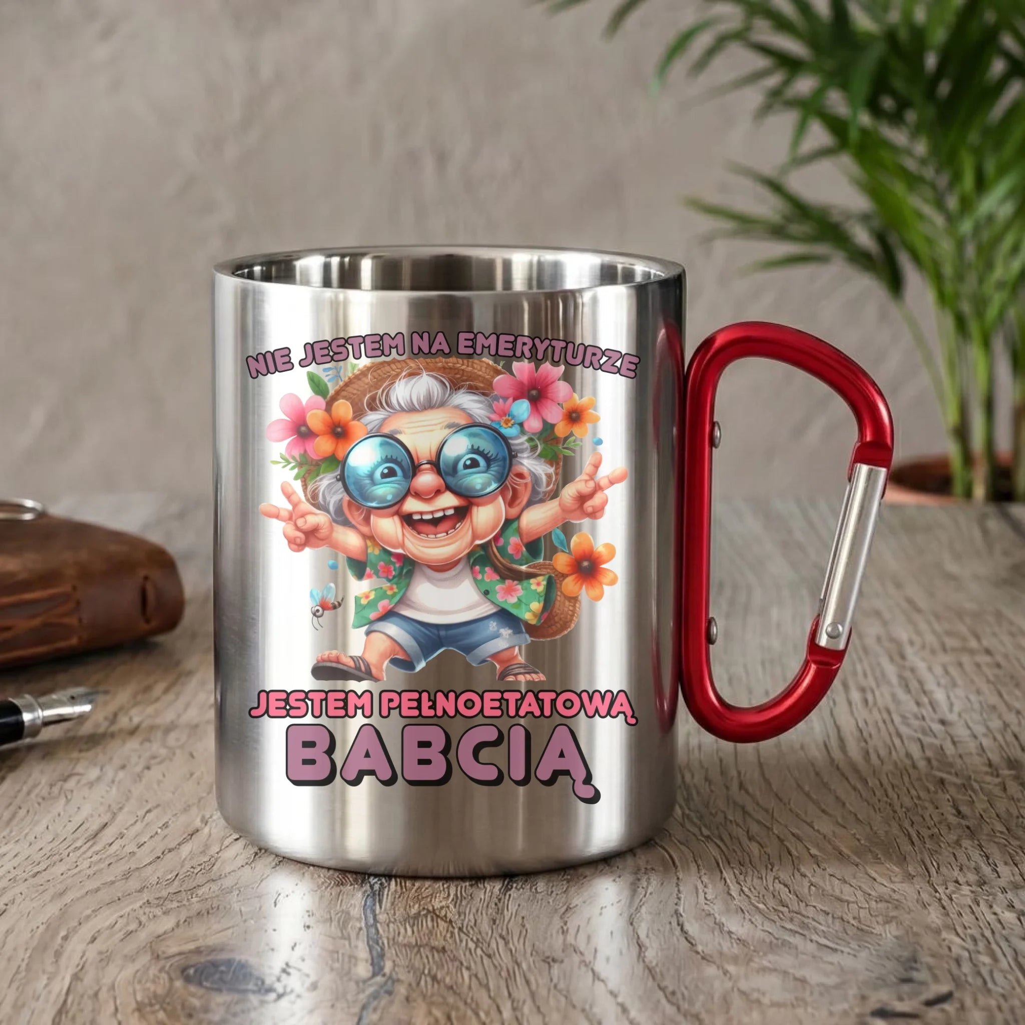 Kubek metalowy dla babci - Pełnoetatowa babcia B20 - StoryCups.pl