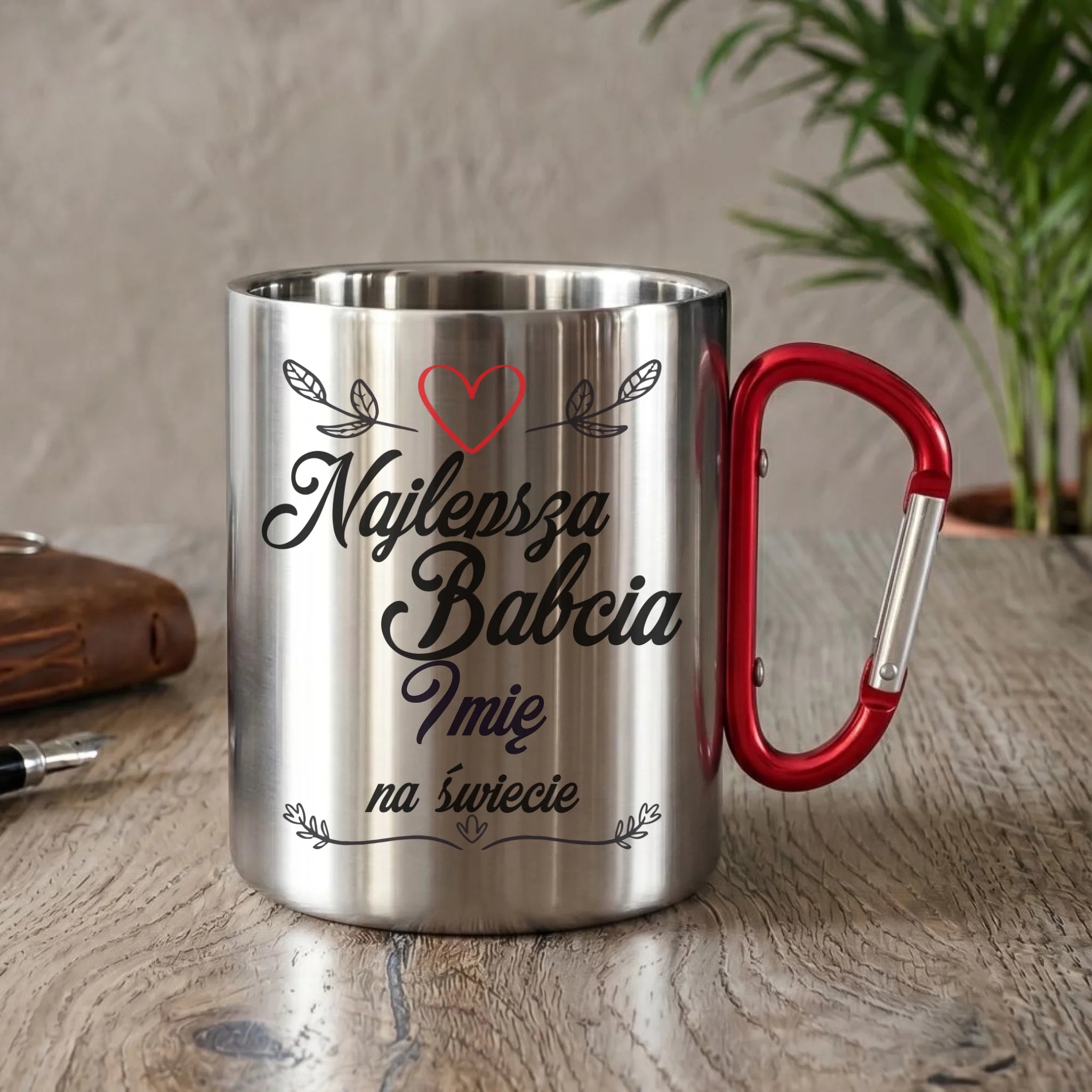 Kubek metalowy dla babci - Najlepsza Babcia na Świecie - personalizowany B12 - StoryCups.pl