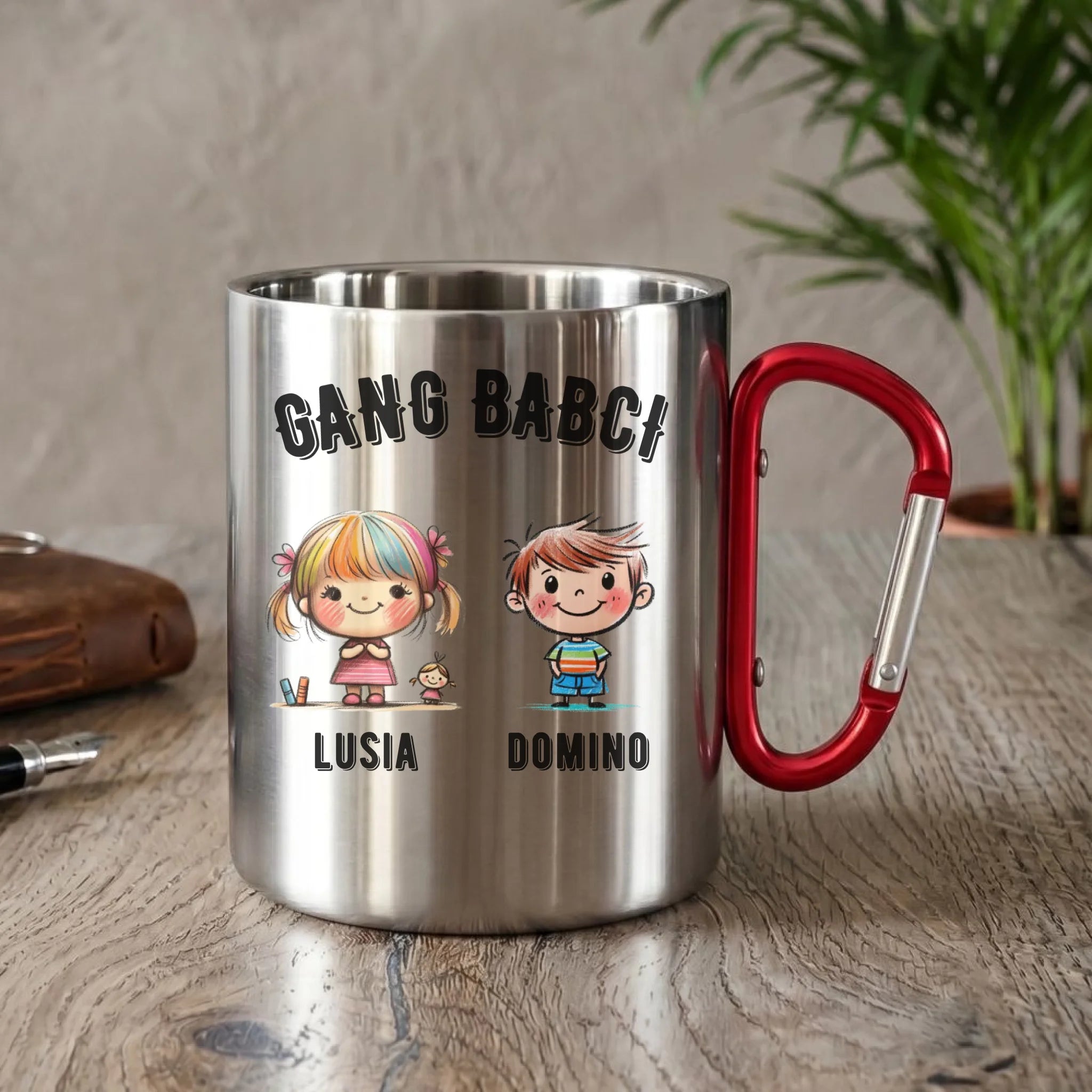 Kubek metalowy dla babci - Gang Babci imiona wnuków 2-6 - personalizowany B18 - StoryCups.pl