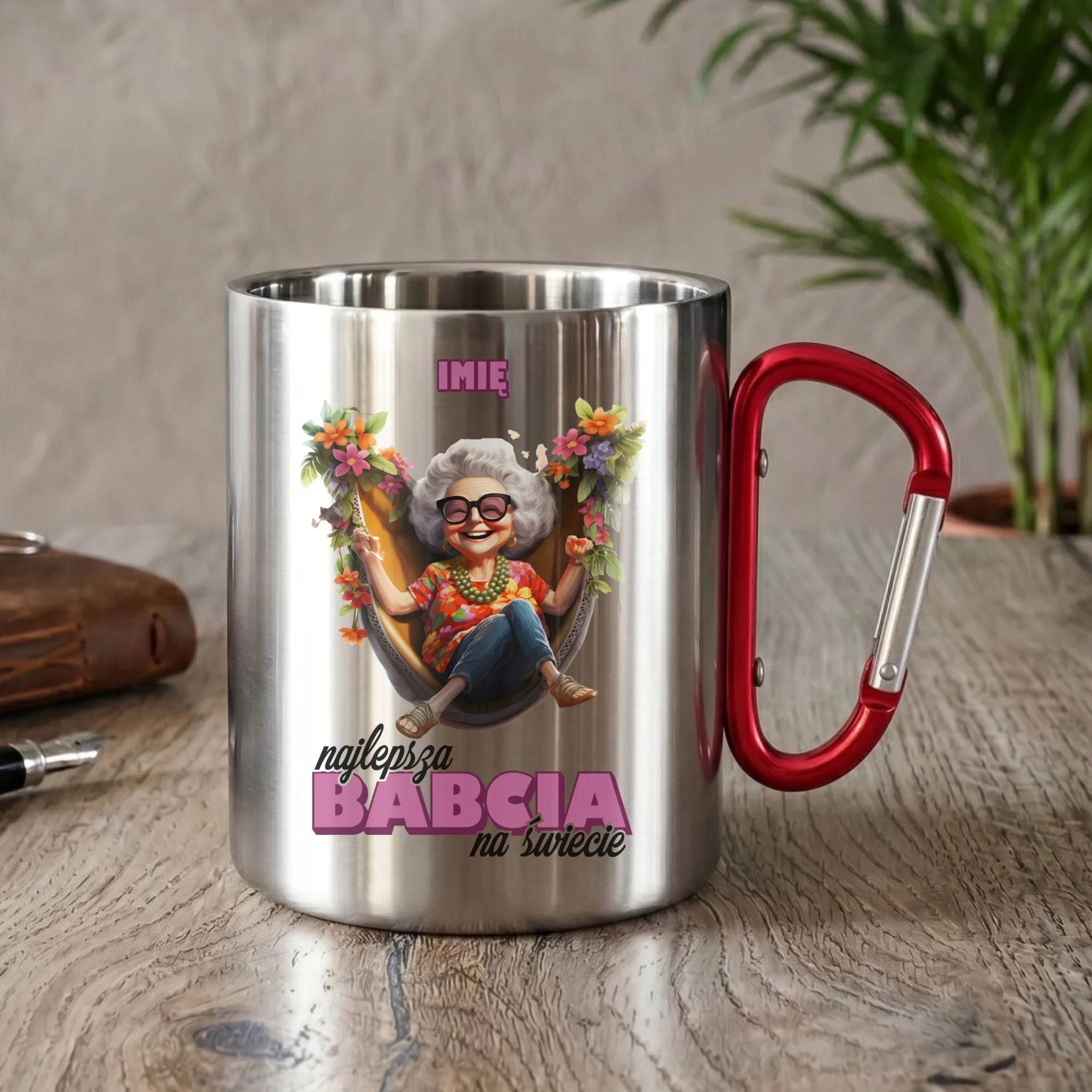 Kubek metalowy dla babci - Najlepsza Babcia na świecie - personalizowany B14 - StoryCups.pl