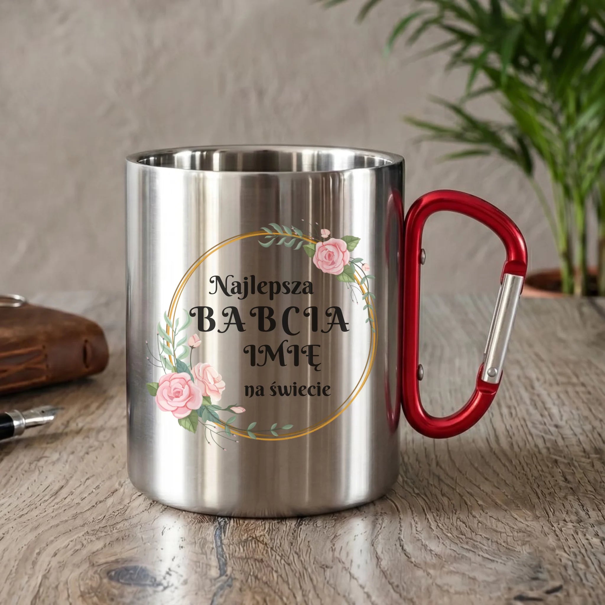 Kubek metalowy dla babci - Najlepsza babcia na Świecie - personalizowany B04 - StoryCups.pl