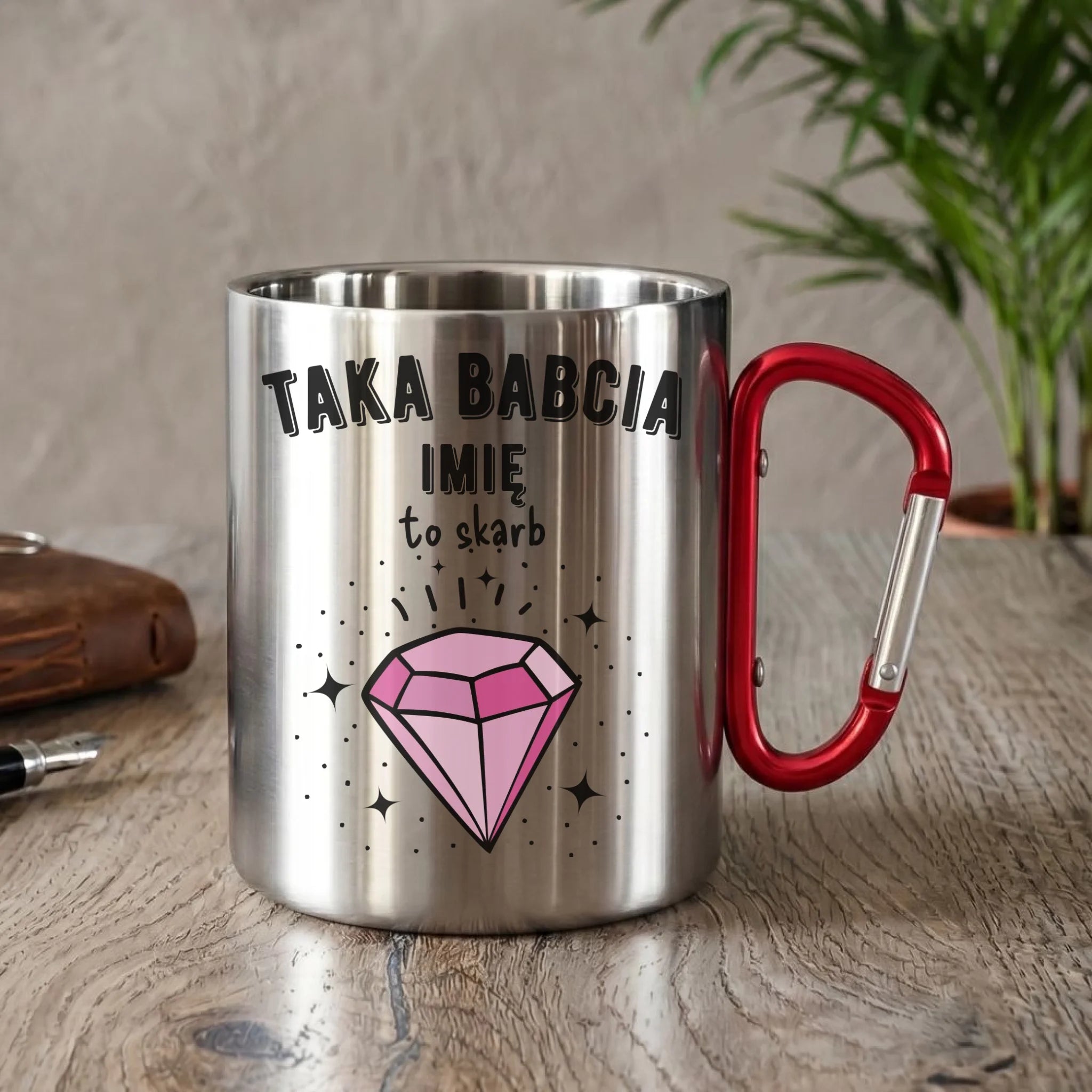 Kubek metalowy dla babci - Taka Babcia to skarb - personalizowany B06 - StoryCups.pl