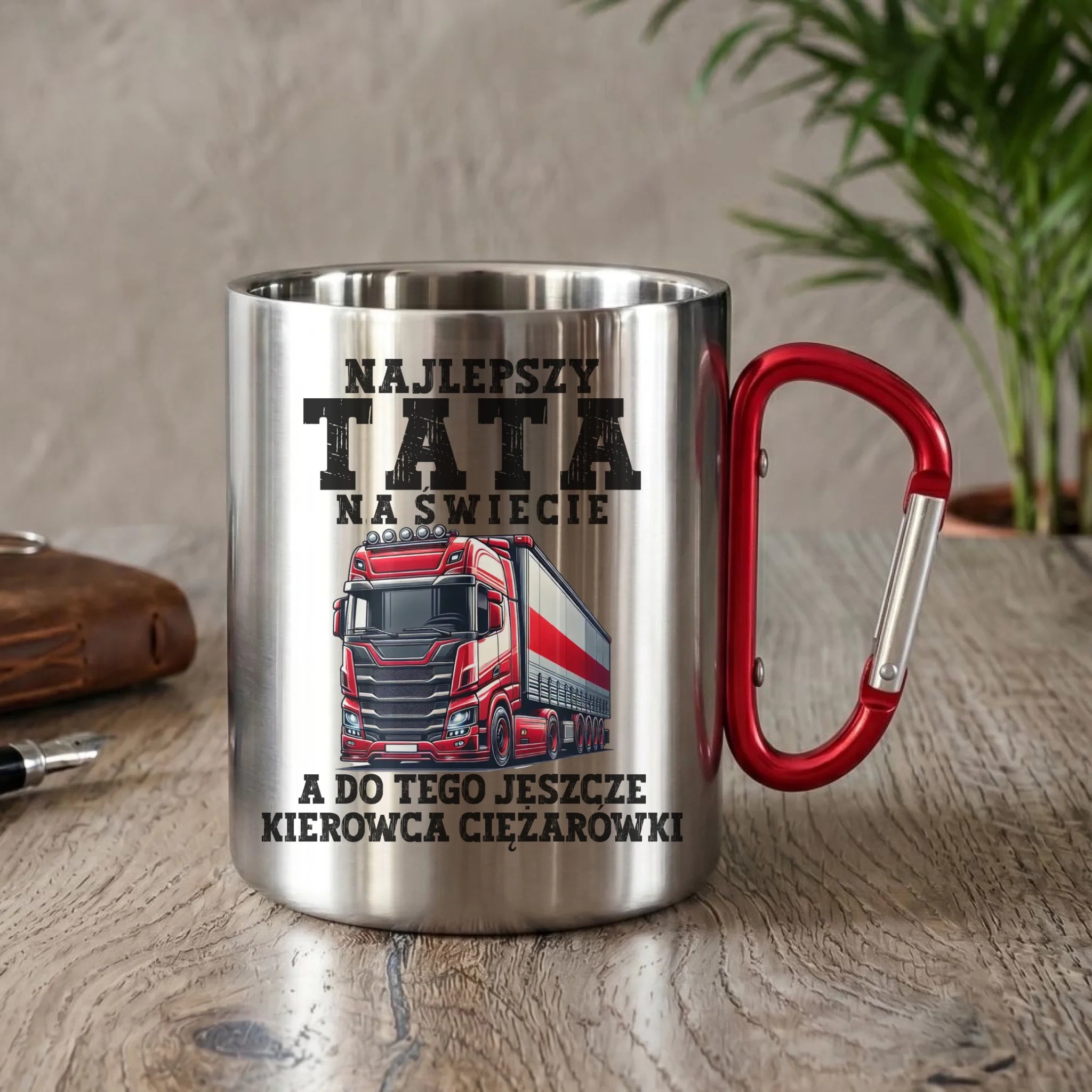 Kubek metalowy - prezent dla taty - Najlepszy tata, a do tego kierowca ciężarówki ZKT09 - StoryCups.pl