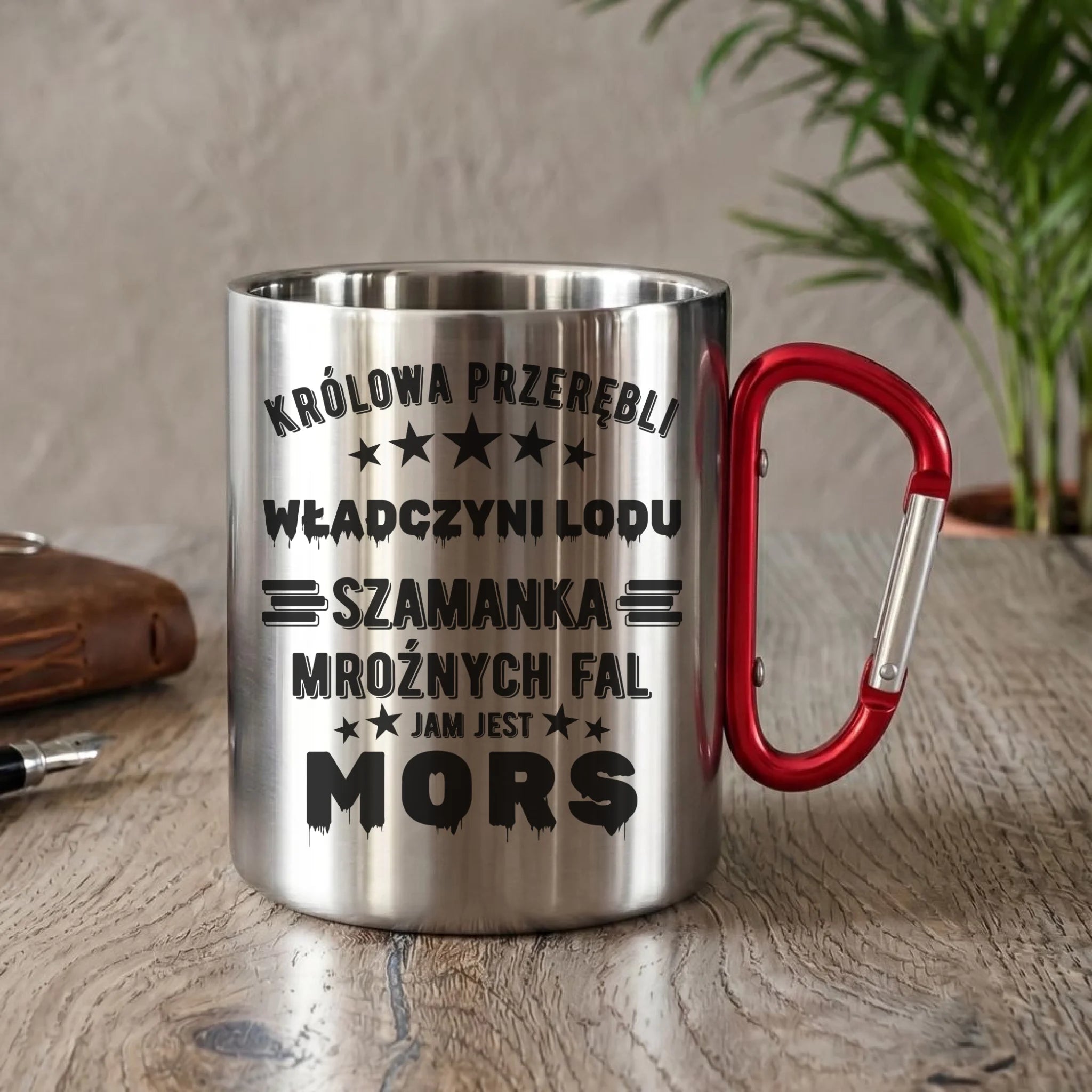 Kubek metalowy - prezent dla morsa - Królowa przerębli Jam jest mors HM17 - StoryCups.pl