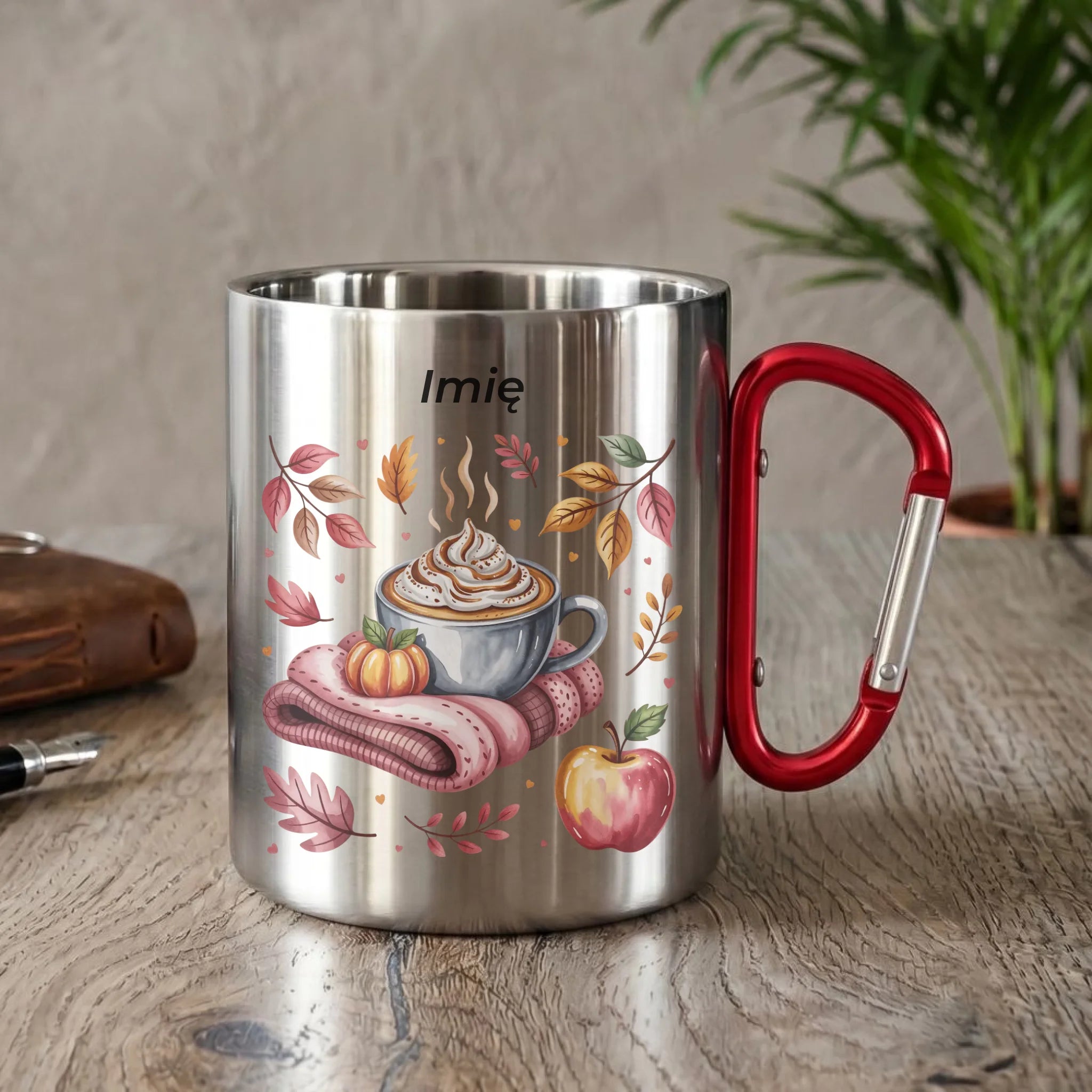 Kubek metalowy jesienny - Przytulna jesień - personalizowany JS29 - StoryCups.pl
