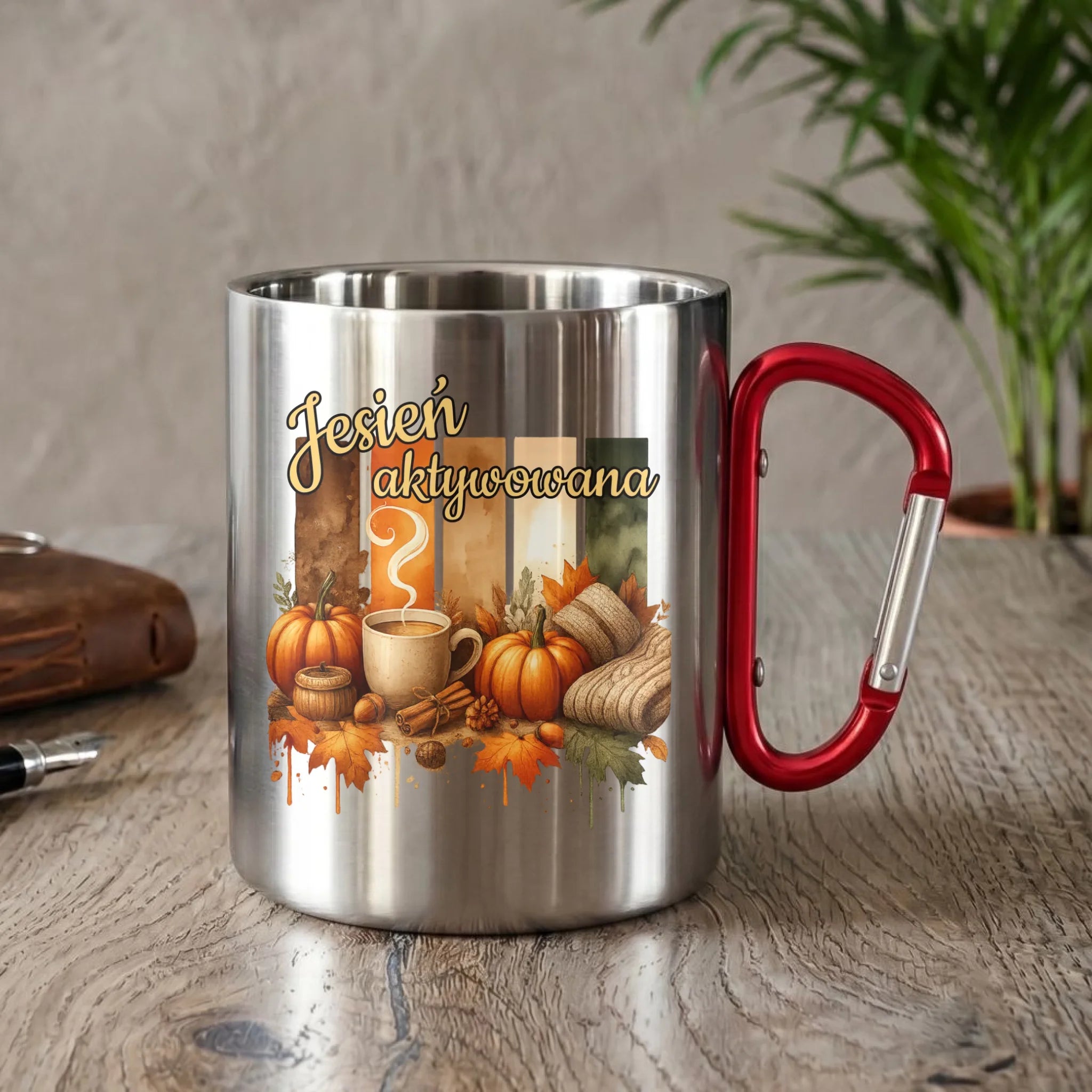 Kubek metalowy jesienny - Jesień aktywowana JS26 - StoryCups.pl