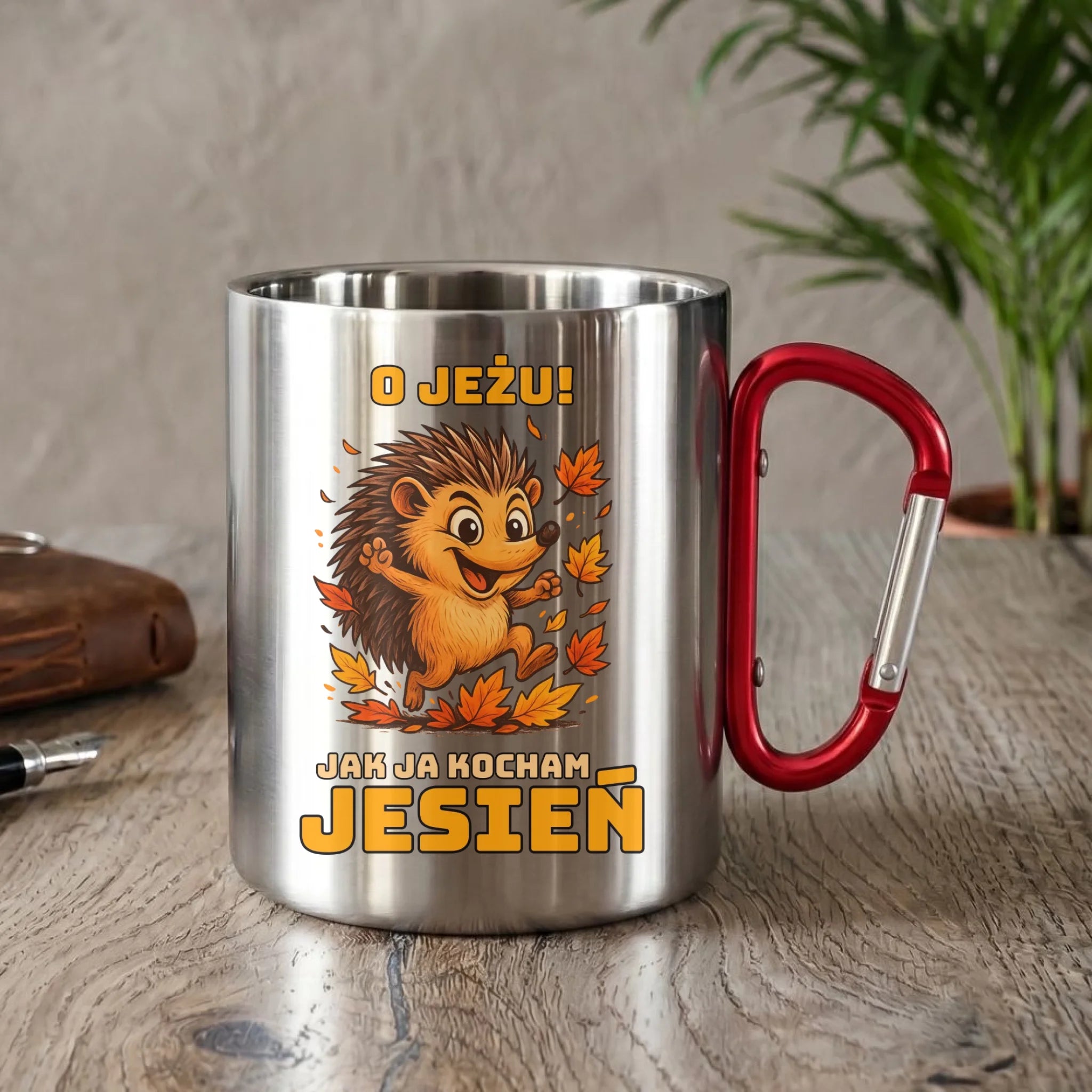 Kubek metalowy jesienny - O JEŻU! Jak ja kocham jesień JS31 - StoryCups.pl