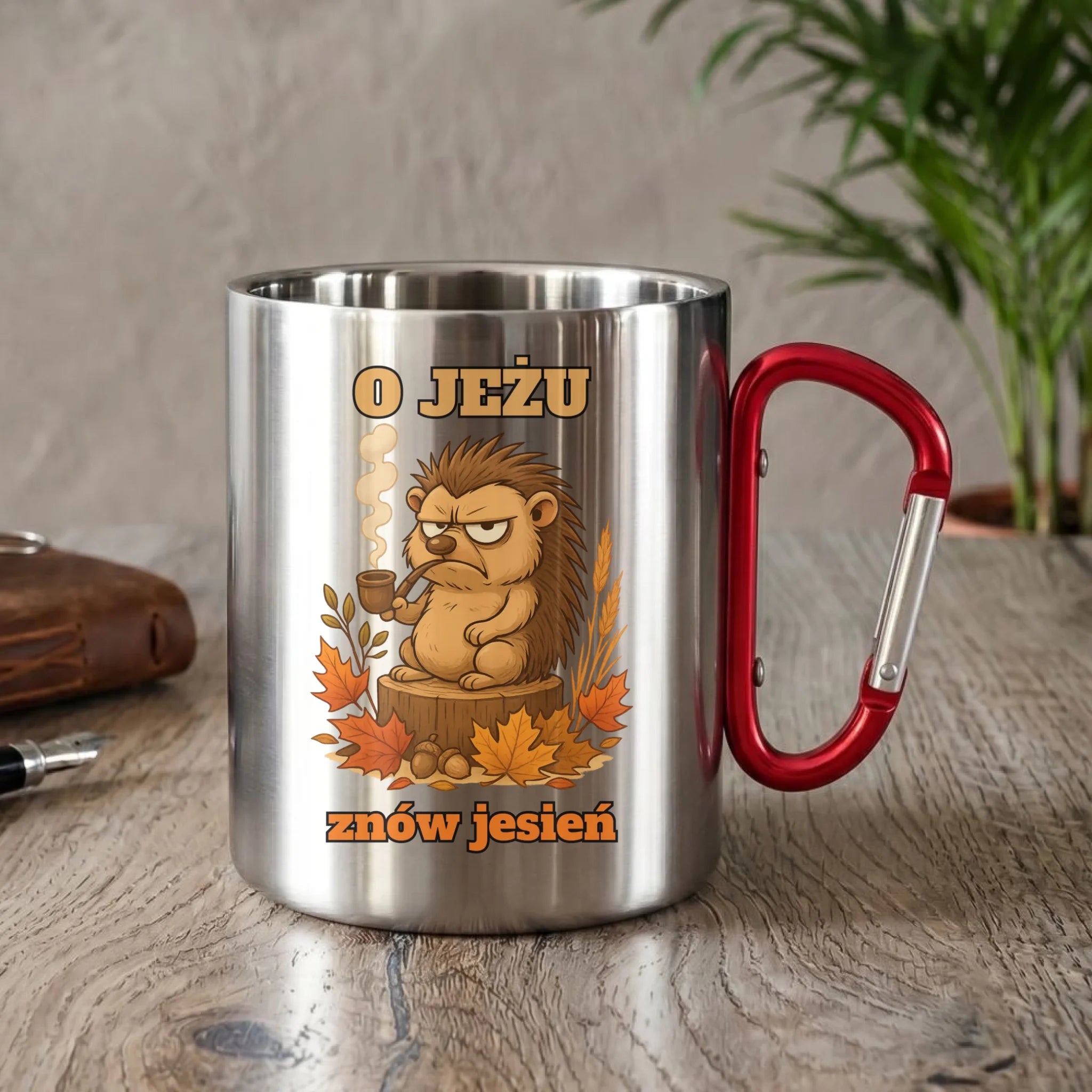 Kubek metalowy jesienny - O jeżu znów jesień JS20 - StoryCups.pl
