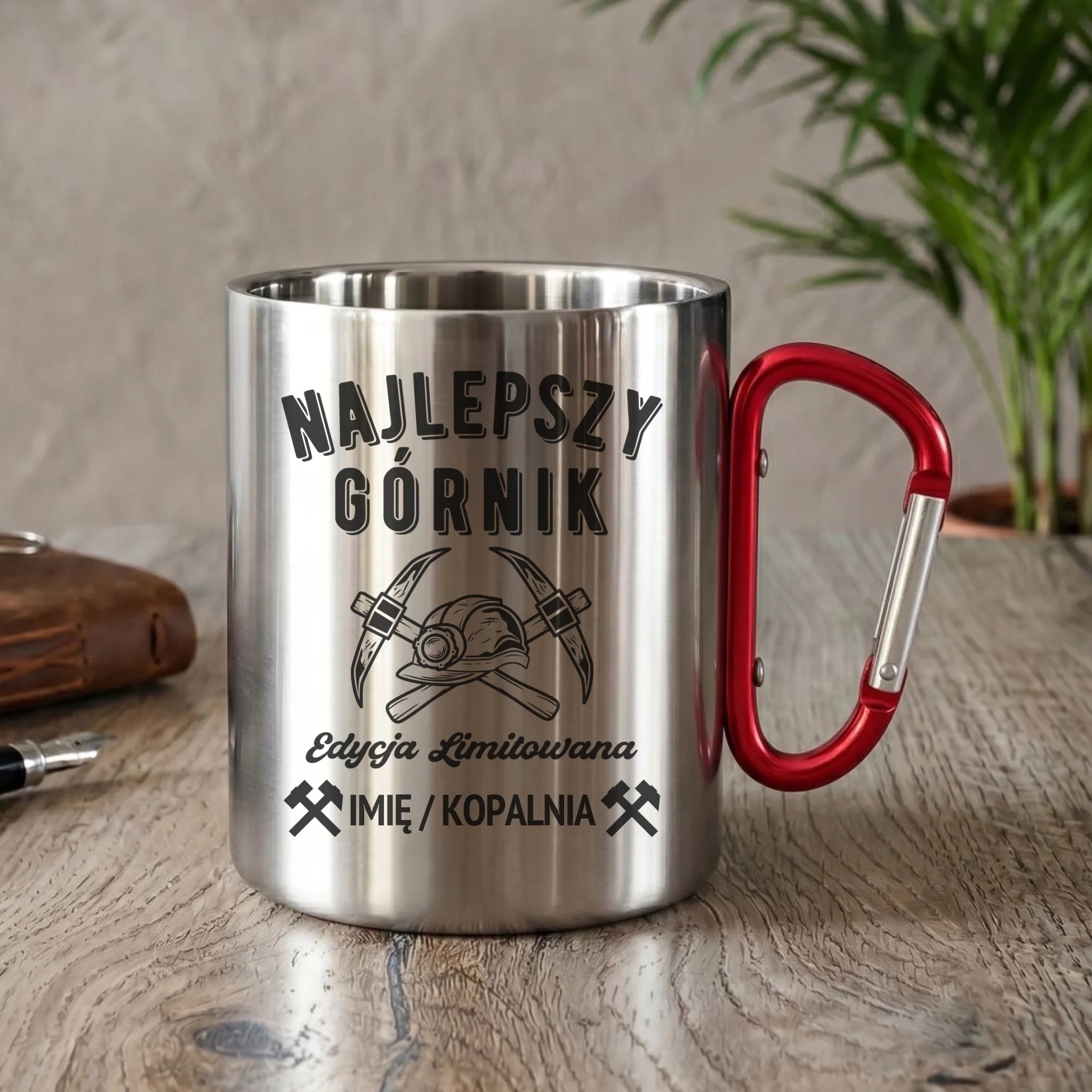 Kubek metalowy - prezent dla górnika - Najlepszy górnik - personalizowany G27 - StoryCups.pl