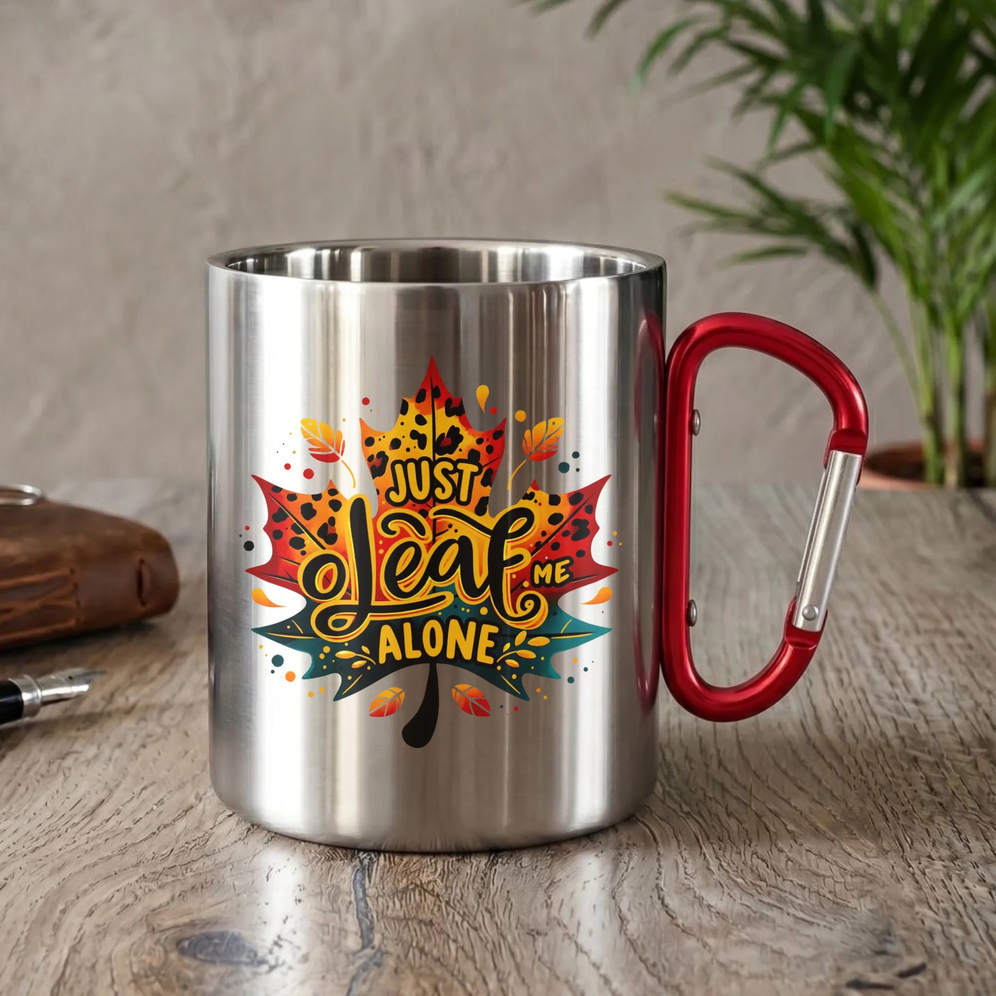 Kubek metalowy jesienny - Just leaf me alone JS22 - StoryCups.pl