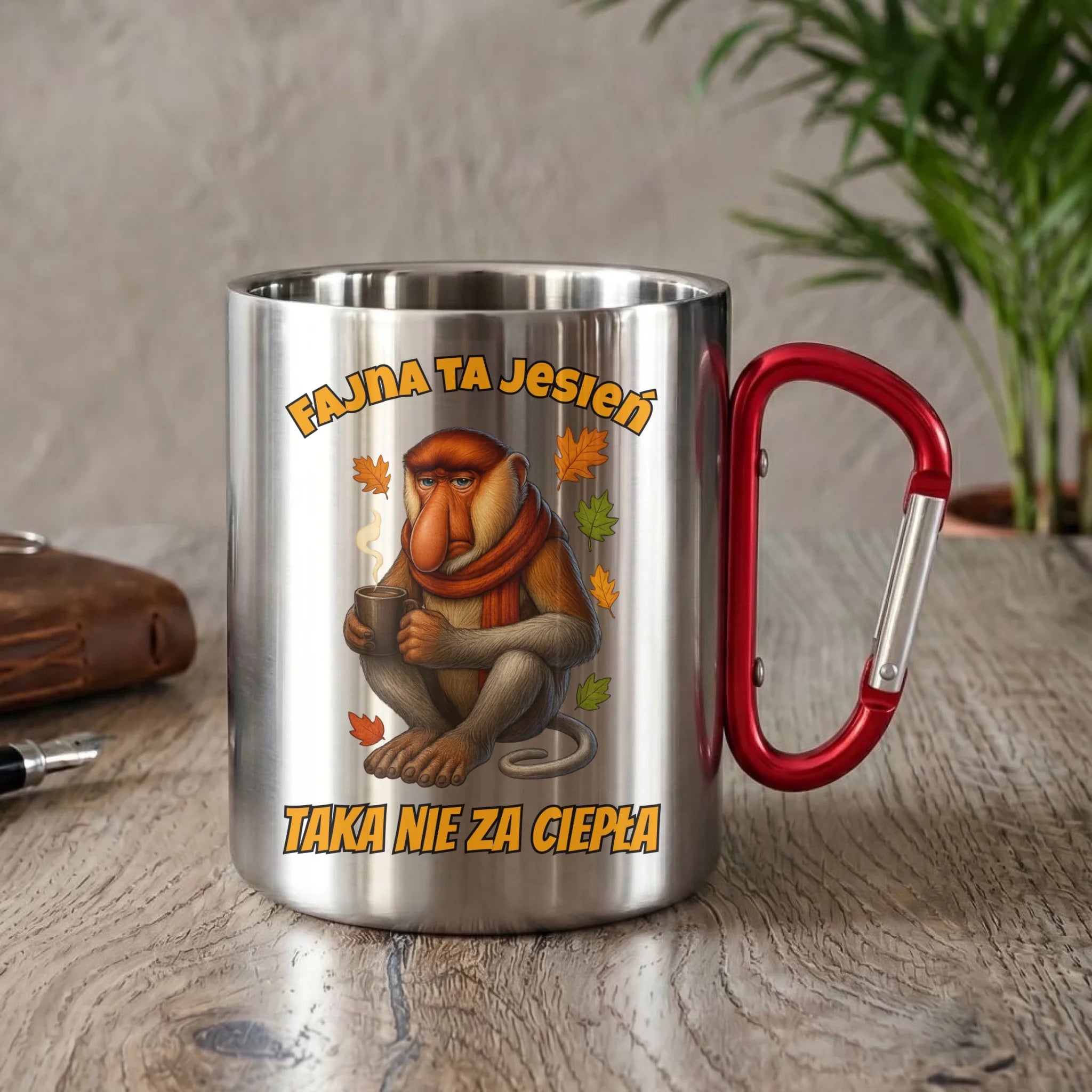 Kubek metalowy jesienny - Janusz Nosacz - Fajna ta jesień, taka nie za ciepła JS21 - StoryCups.pl