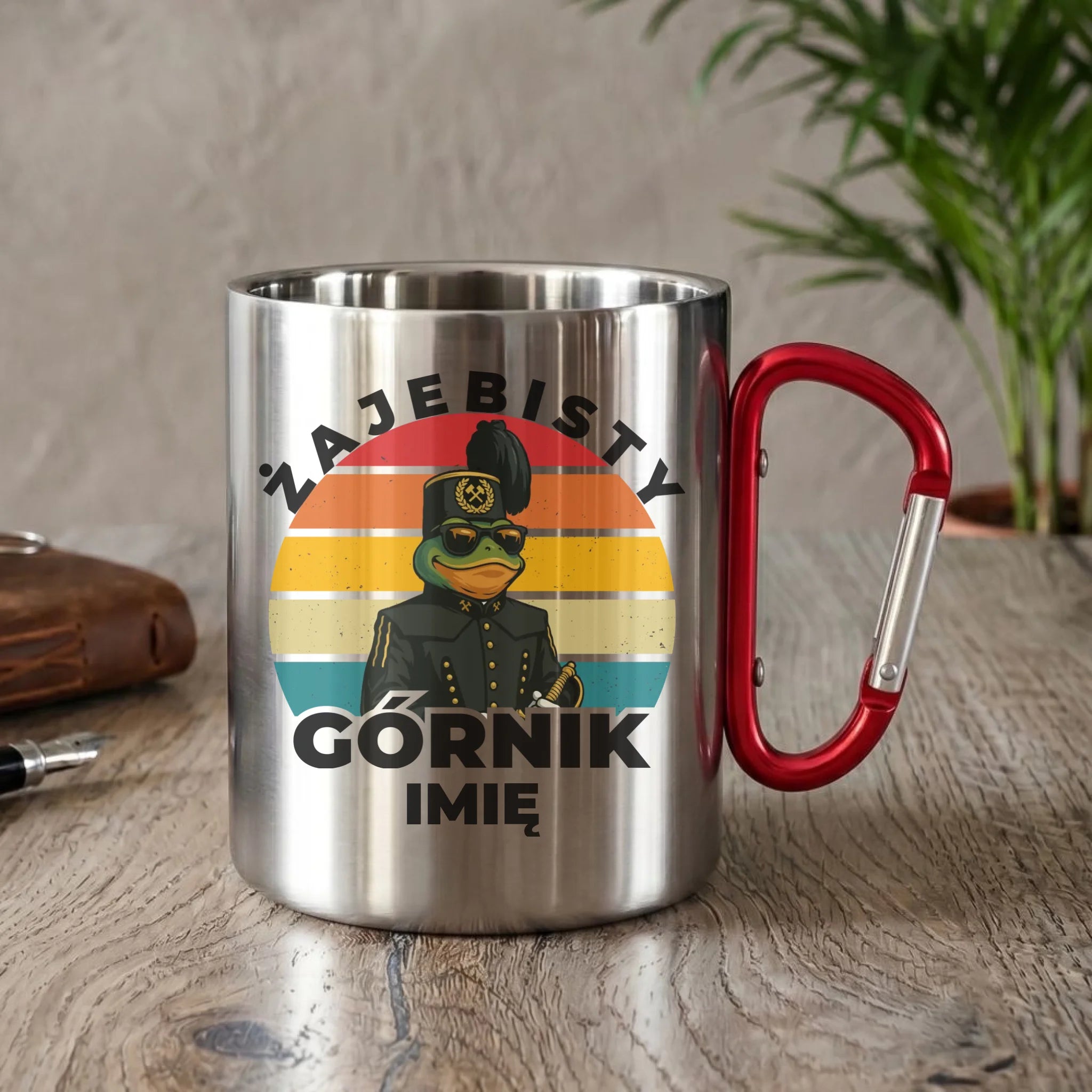 Kubek metalowy - prezent dla górnika - Żajebisty górnik - personalizowany G19 - StoryCups.pl