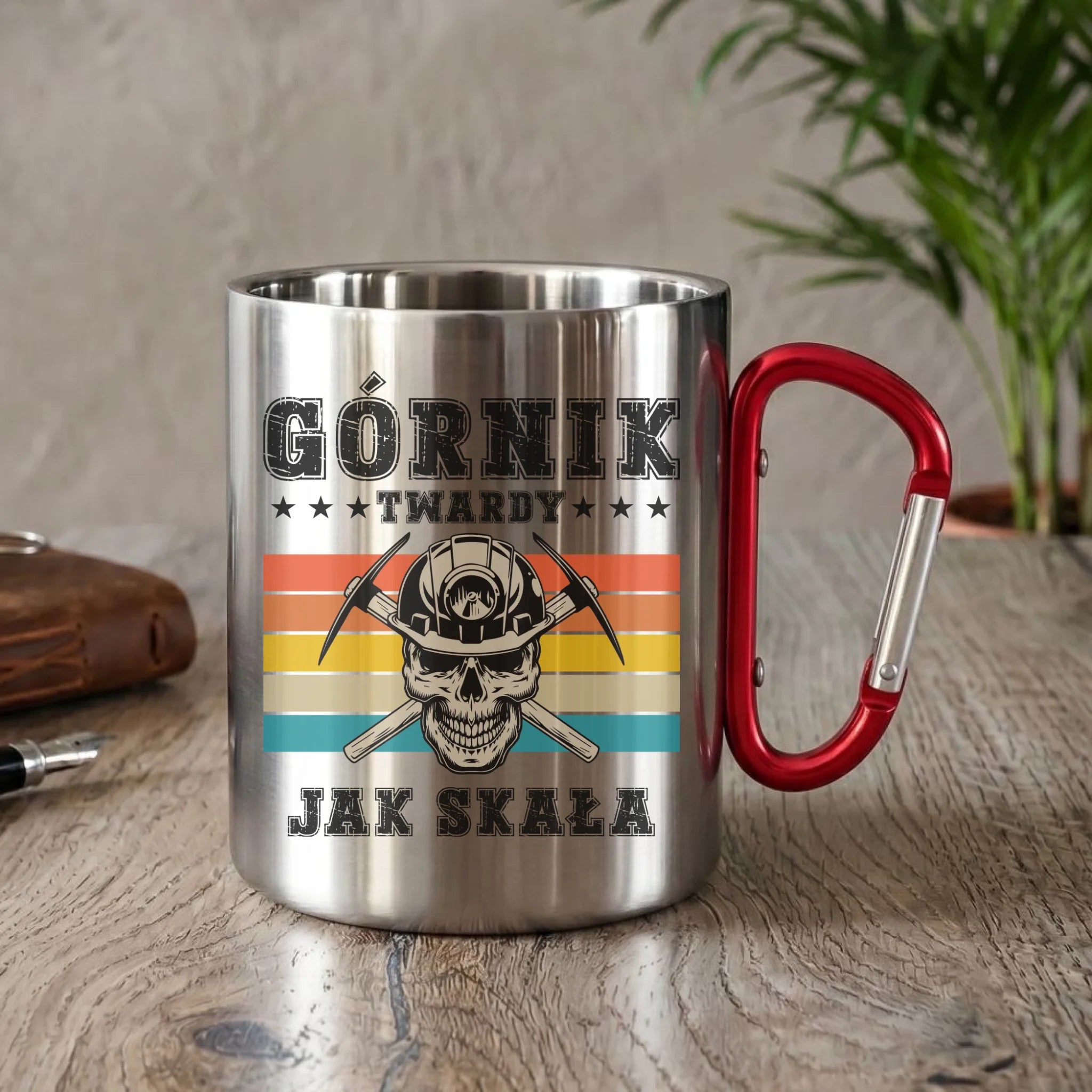 Kubek metalowy - prezent dla górnika - Górnik twardy jak skała G21 - StoryCups.pl