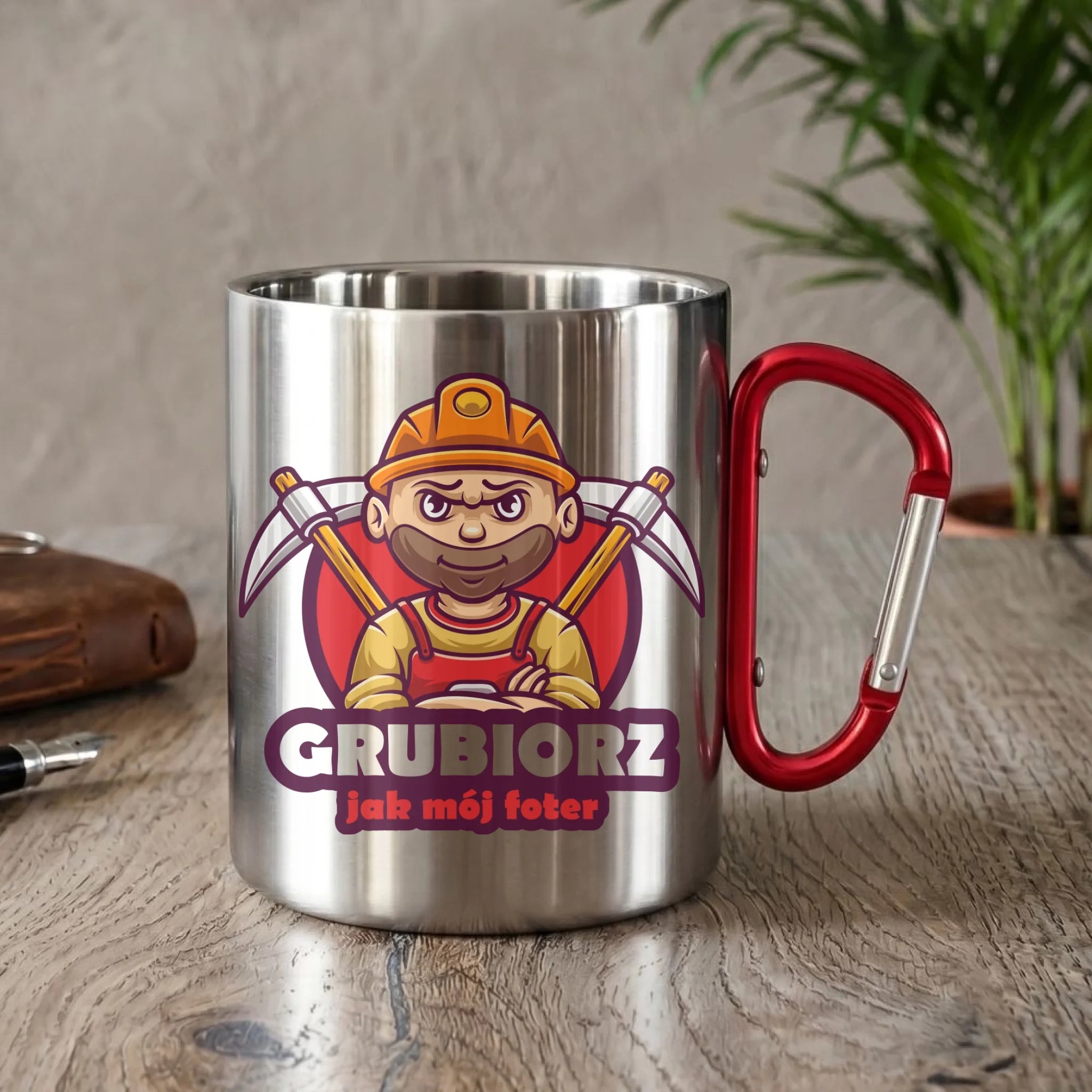 Kubek metalowy - prezent dla górnika - Grubiorz jak mój foter G13 - StoryCups.pl