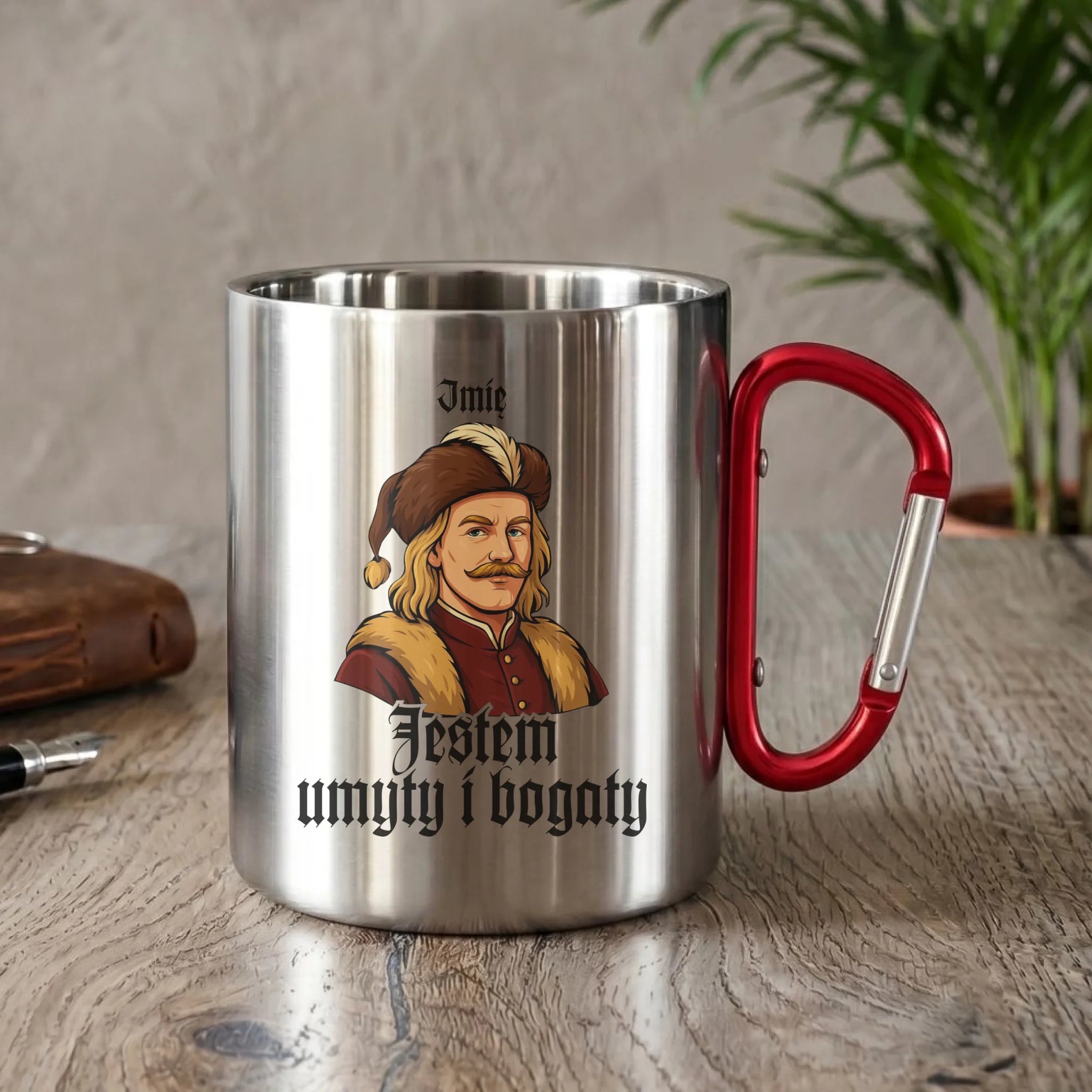 Kubek metalowy - Jestem umyty i bogaty - dla fanów serialu 1670 - personalizowany H60 - StoryCups.pl