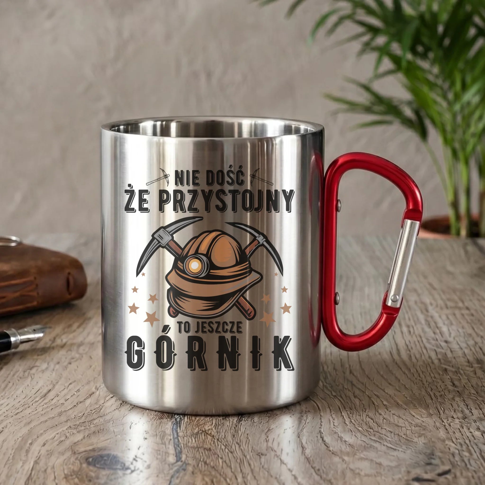 Kubek metalowy - prezent dla górnika - Nie dość, że przystojny to jeszcze górnik G16 - StoryCups.pl