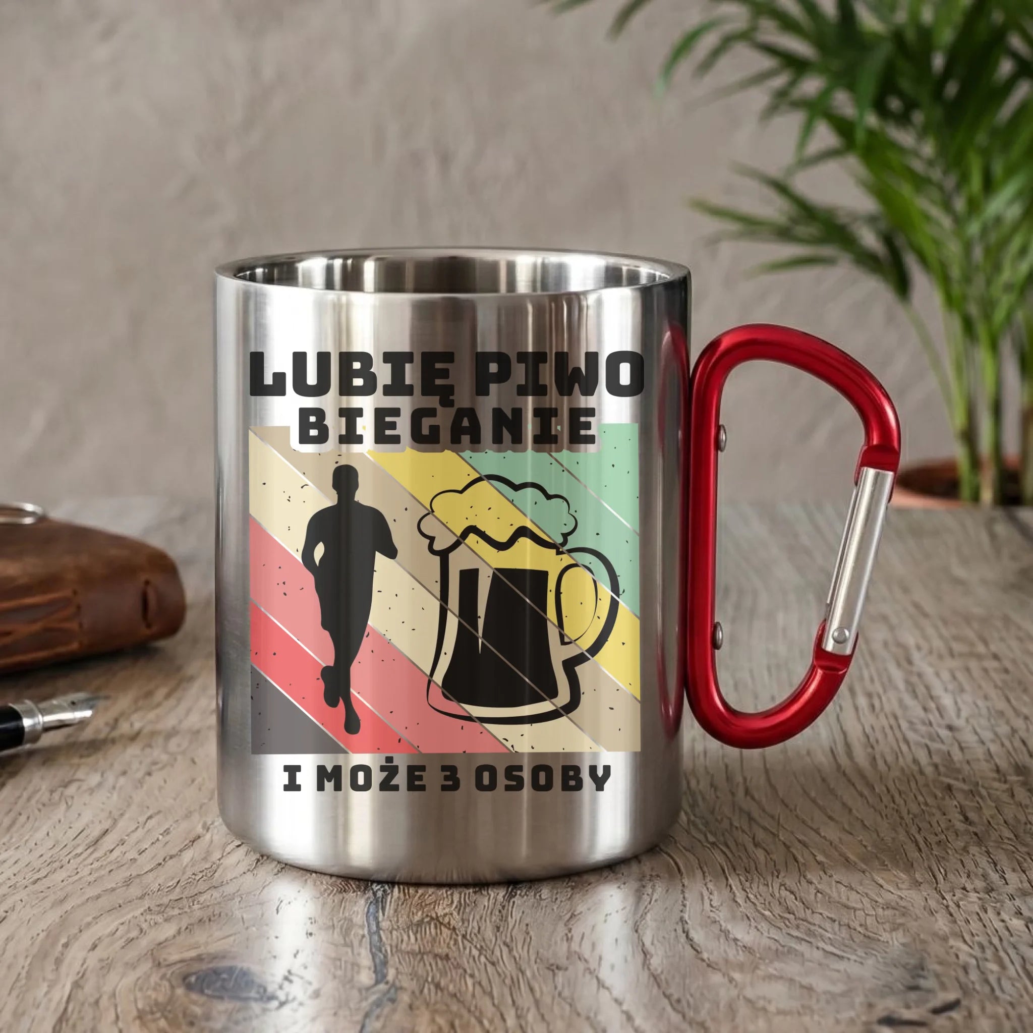 Kubek metalowy dla biegacza - Lubię piwo bieganie HB01 - StoryCups.pl