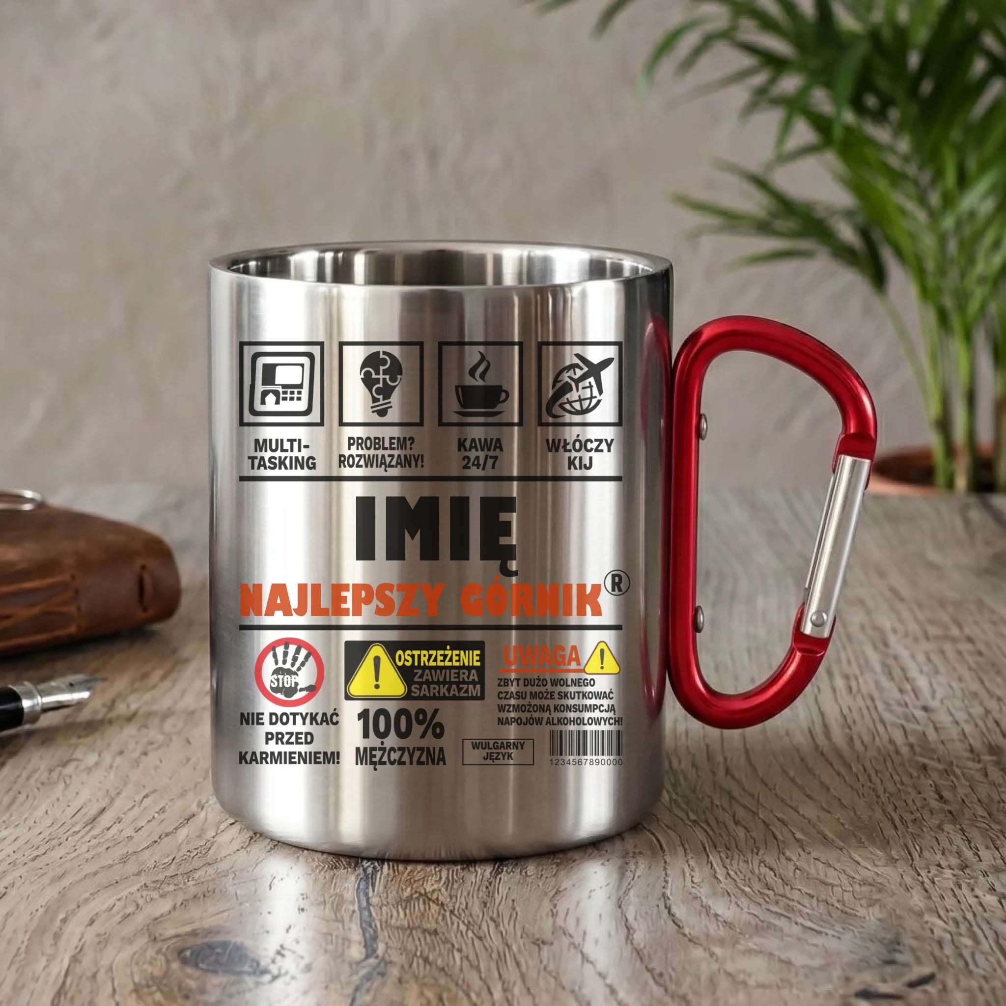 Kubek metalowy - prezent dla górnika - Najlepszy górnik 24/7 - personalizowany G11 - StoryCups.pl