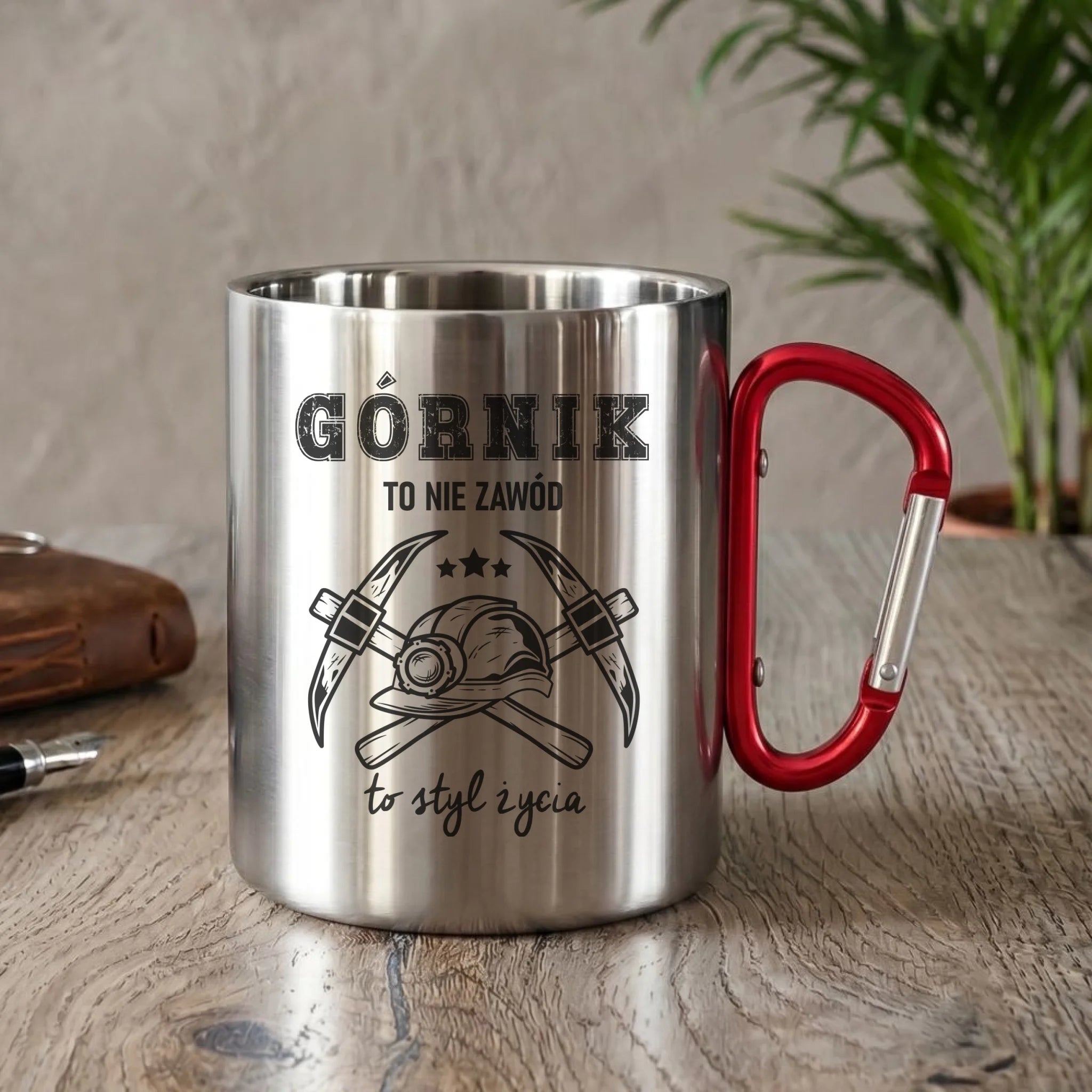 Kubek metalowy - prezent dla górnika - Górnik to nie zawód to styl życia G05 - StoryCups.pl