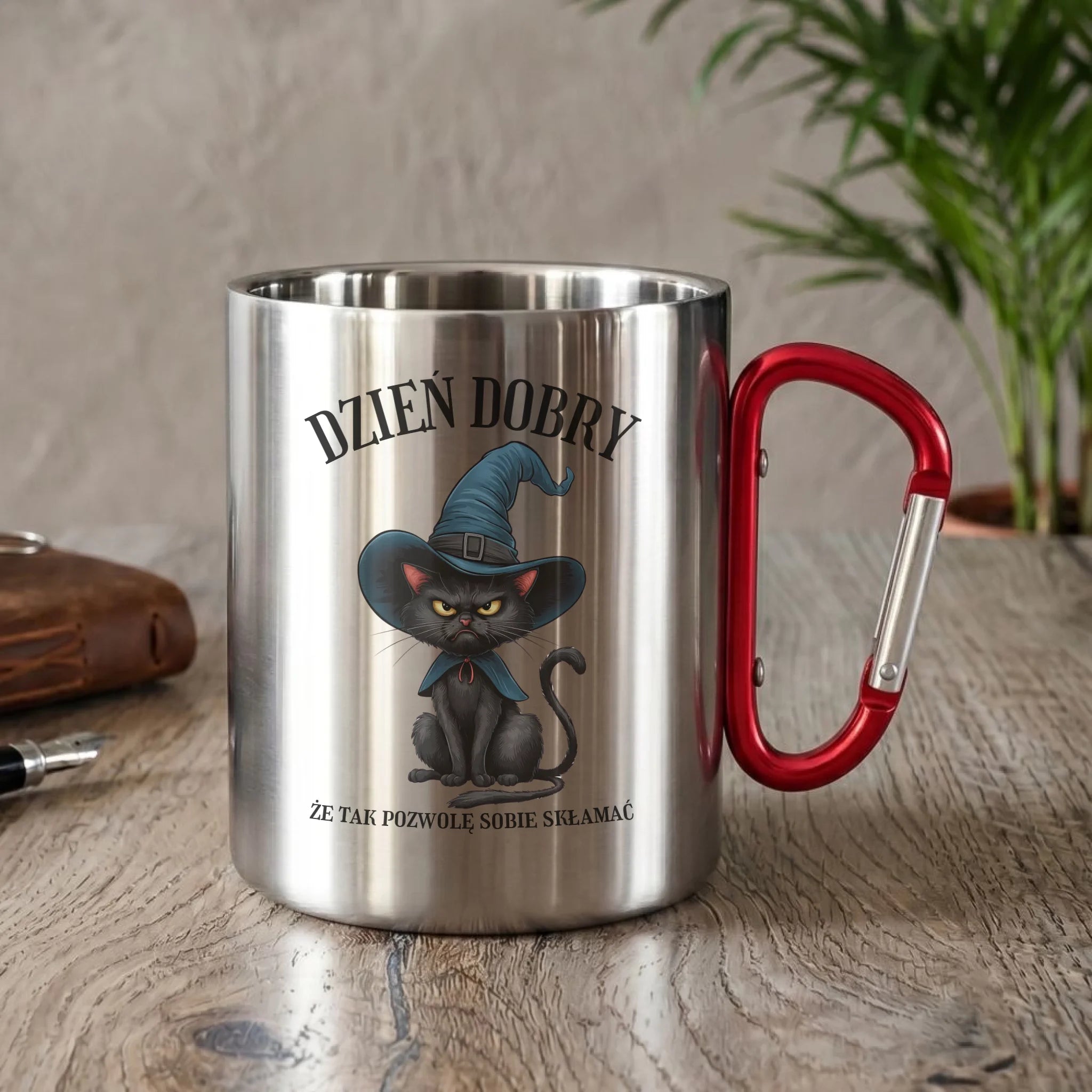 Kubek metalowy halloweenowy - Dzień dobry, że tak pozwolę sobie skłamać HL27 - StoryCups.pl