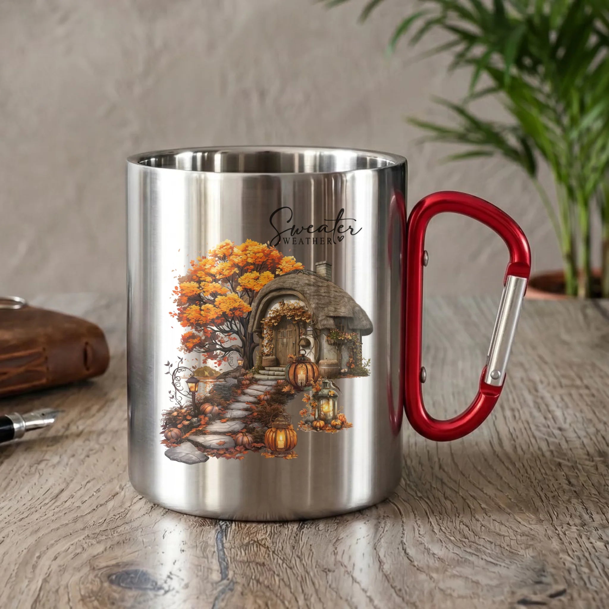Kubek metalowy jesienny - Sweater weather JS15 - StoryCups.pl