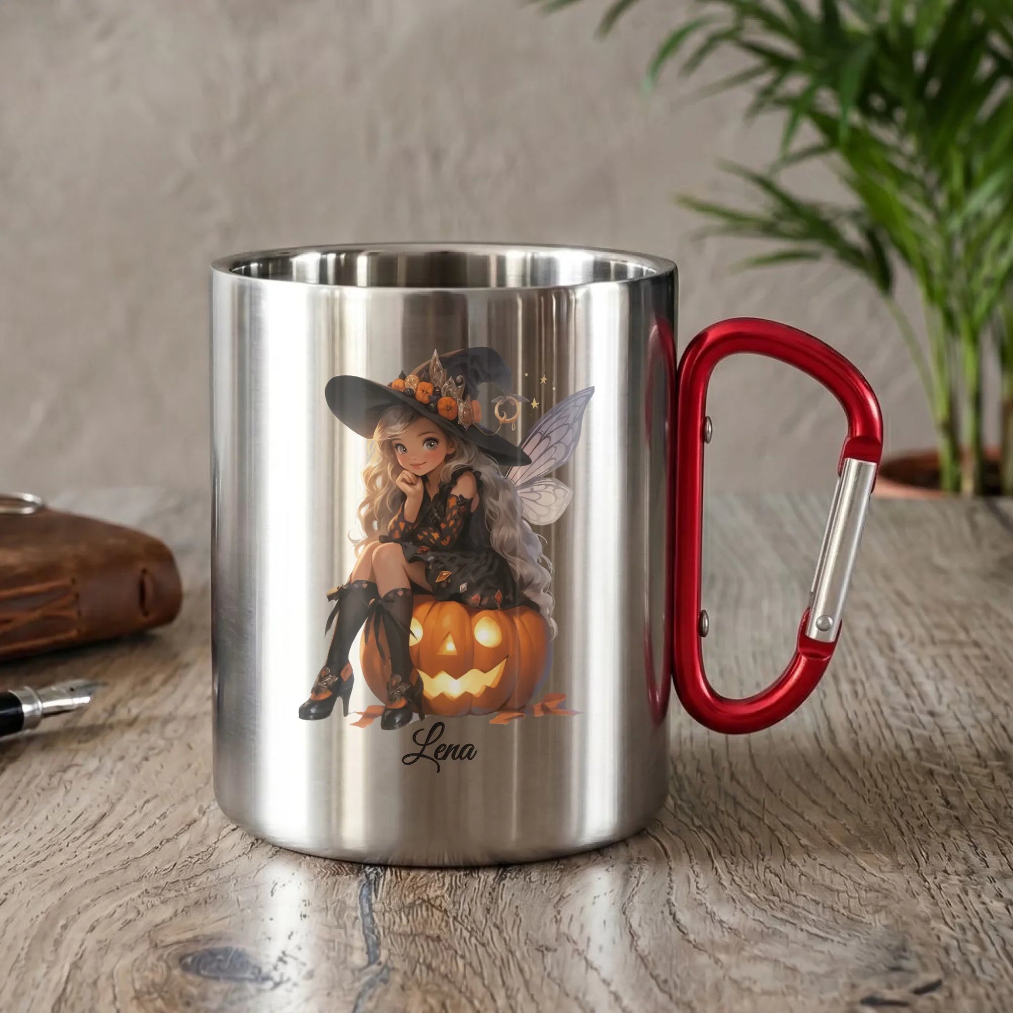 Kubek metalowy na Halloween - Wróżka - wybierz postać - personalizowany HL02 - StoryCups.pl