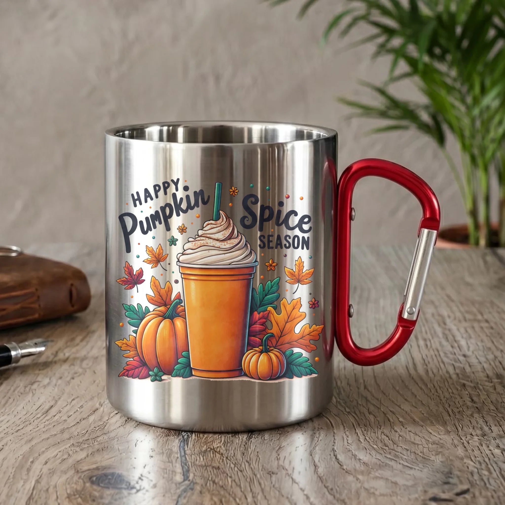 Kubek metalowy jesienny - Pumpkin Spice - kawa dyniowa JS02 - StoryCups.pl