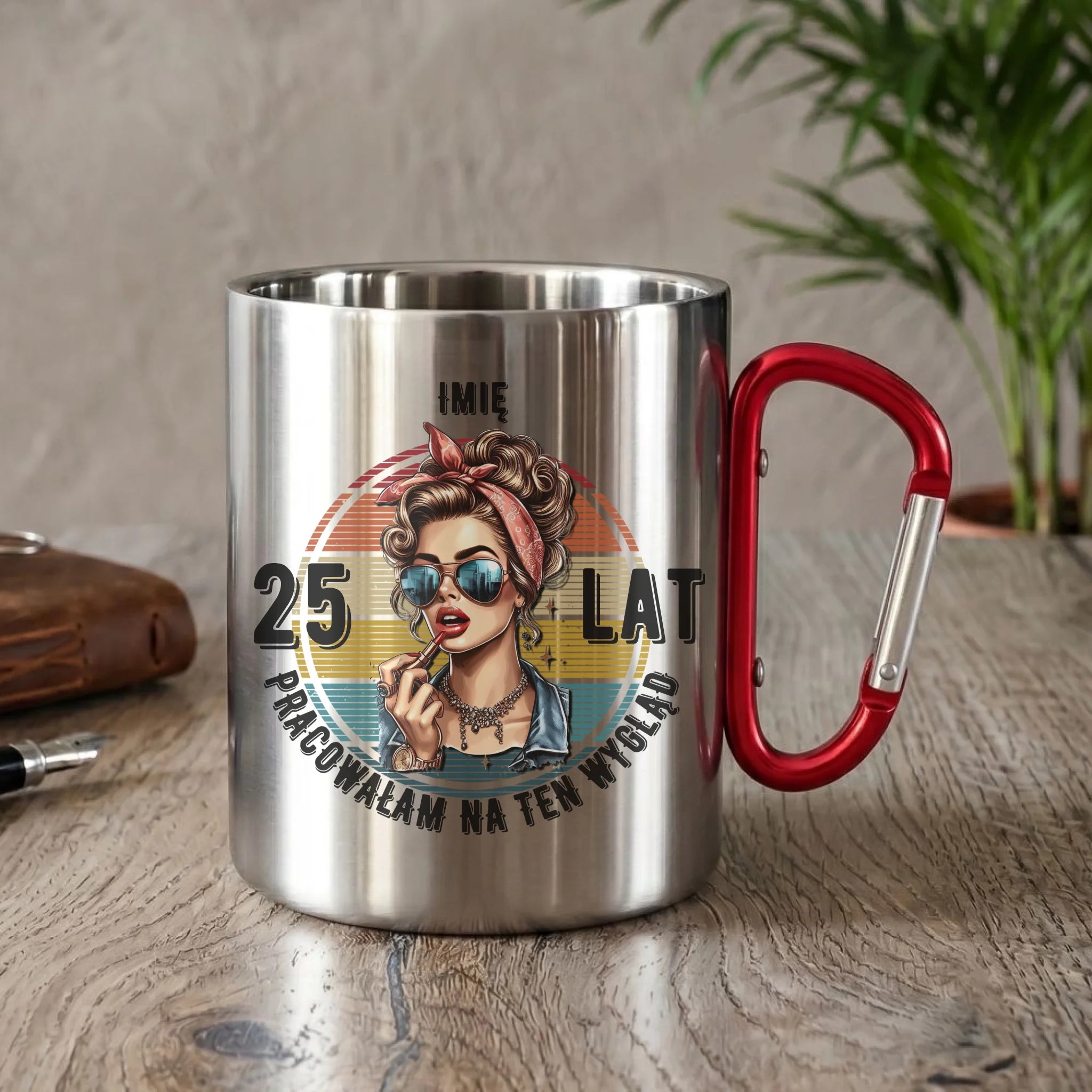 Pracowałam na ten wygląd personalizacja | Kubek metalowy prezent na urodziny dla niej U15 - StoryCups.pl