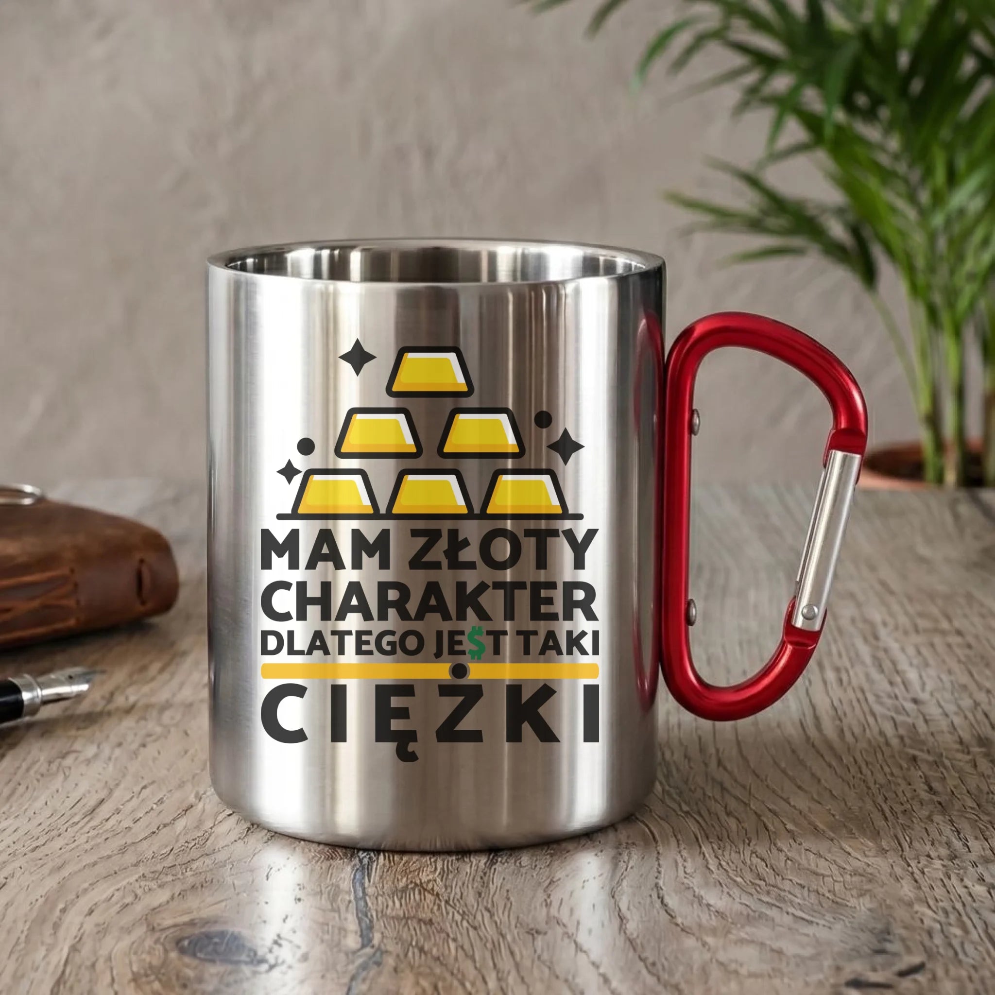 Kubek metalowy - prezent dla chłopaka - Złoty charakter DCH16 - StoryCups.pl