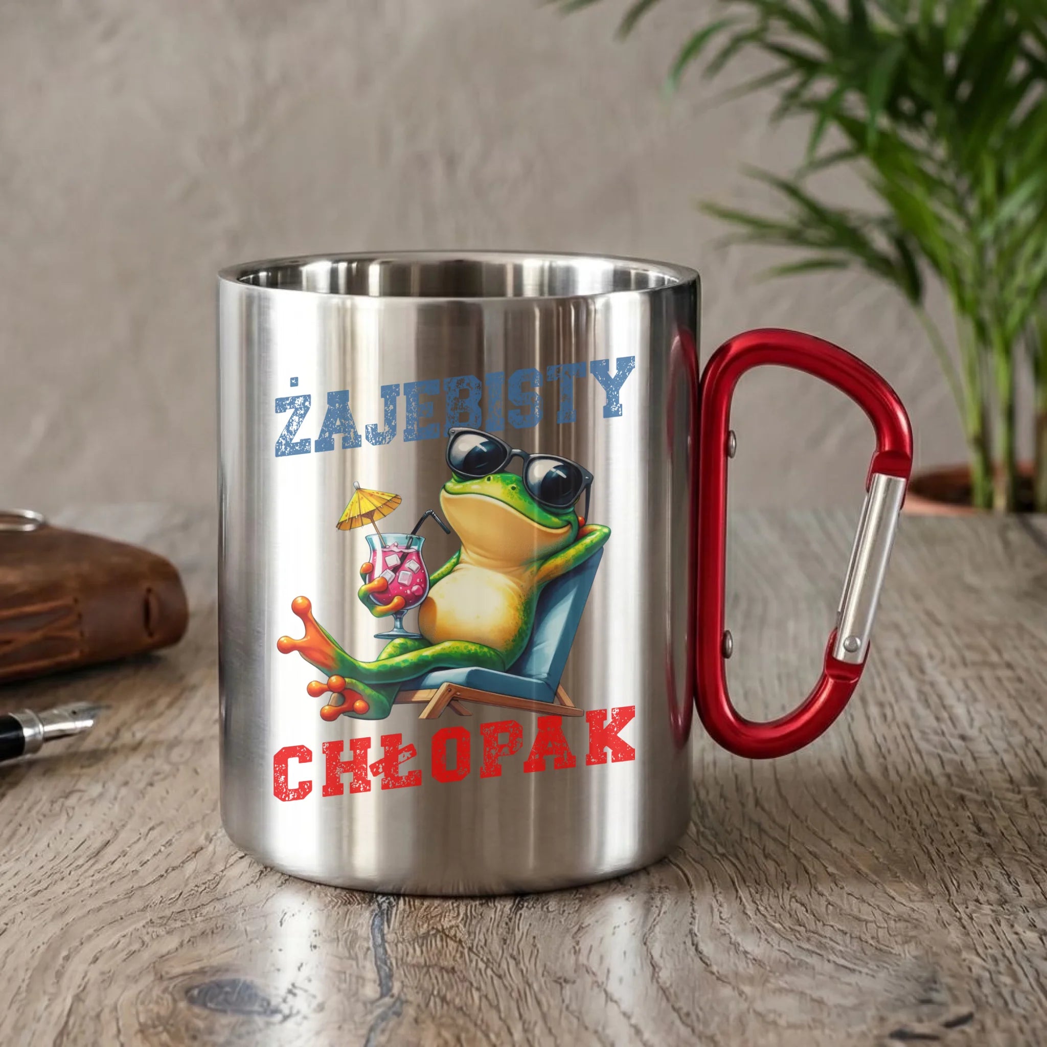 Kubek metalowy z żabą - prezent dla chłopaka - Żajebisty chłopak DCH19 - StoryCups.pl