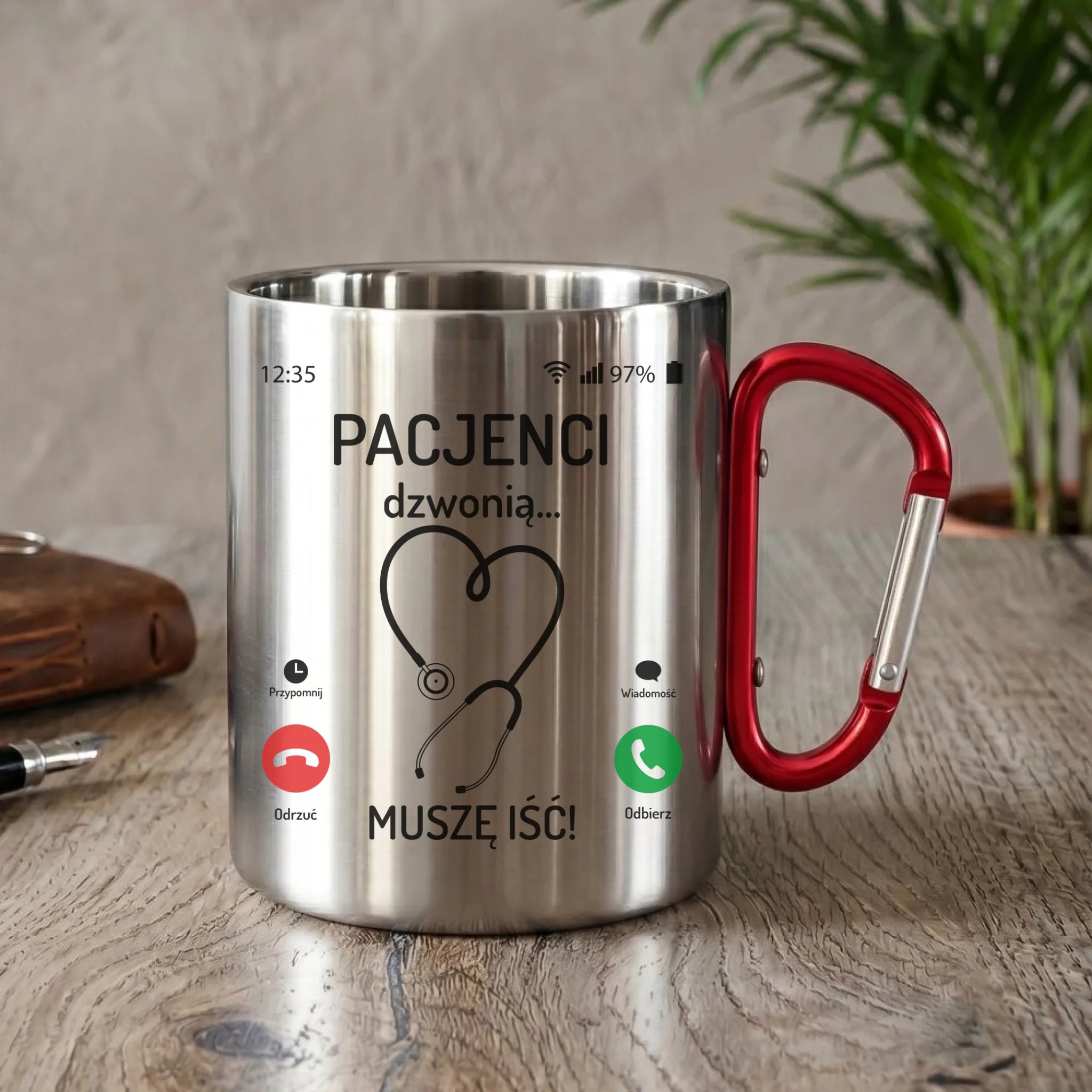 Kubek turystyczny dla lekarza - Pacjenci dzwonią muszę iść ZL06 - StoryCups.pl