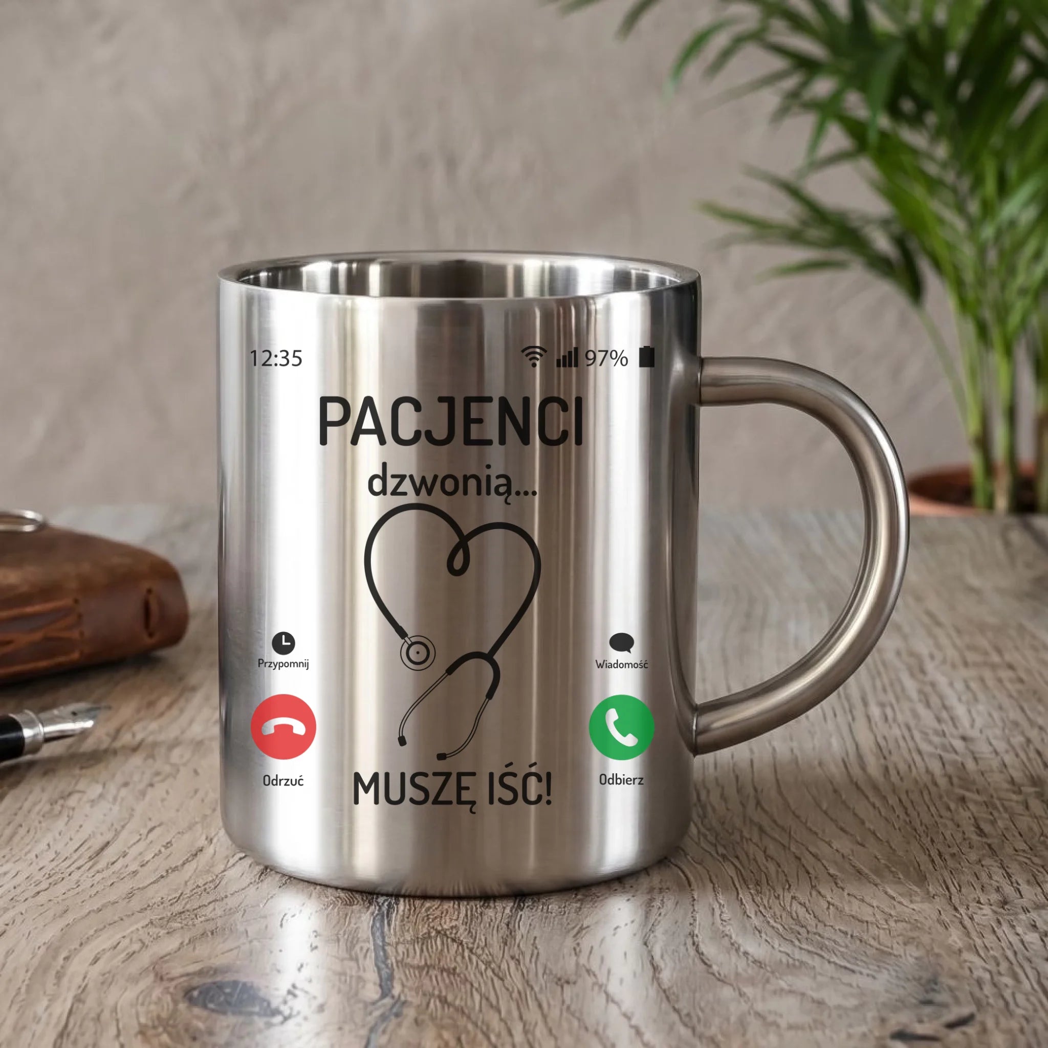 Kubek turystyczny dla lekarza - Pacjenci dzwonią muszę iść ZL06 - StoryCups.pl