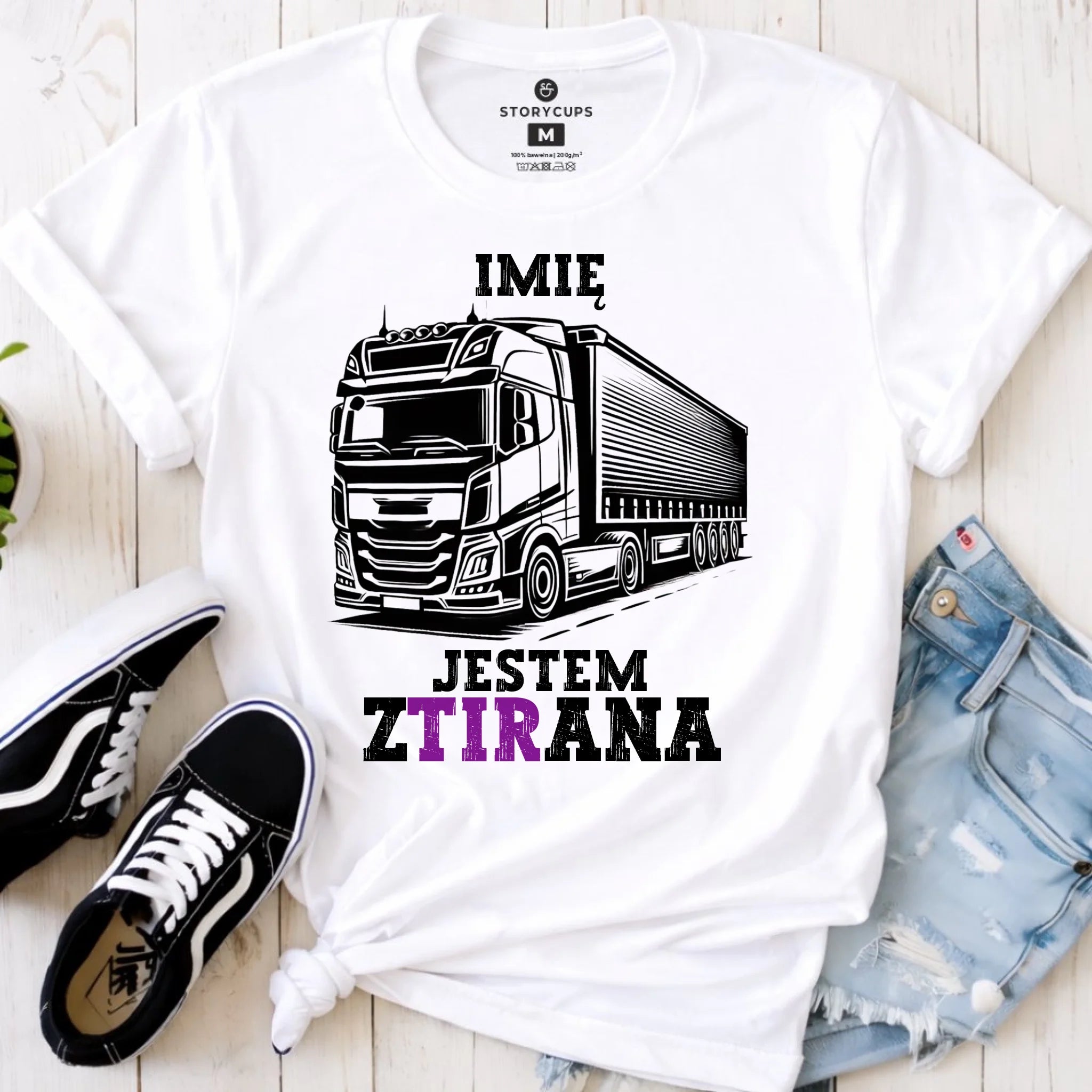Koszulka damska dla kierowcy ciężarówki - Jestem zTIRana - personalizowana ZKT02 - StoryCups.pl