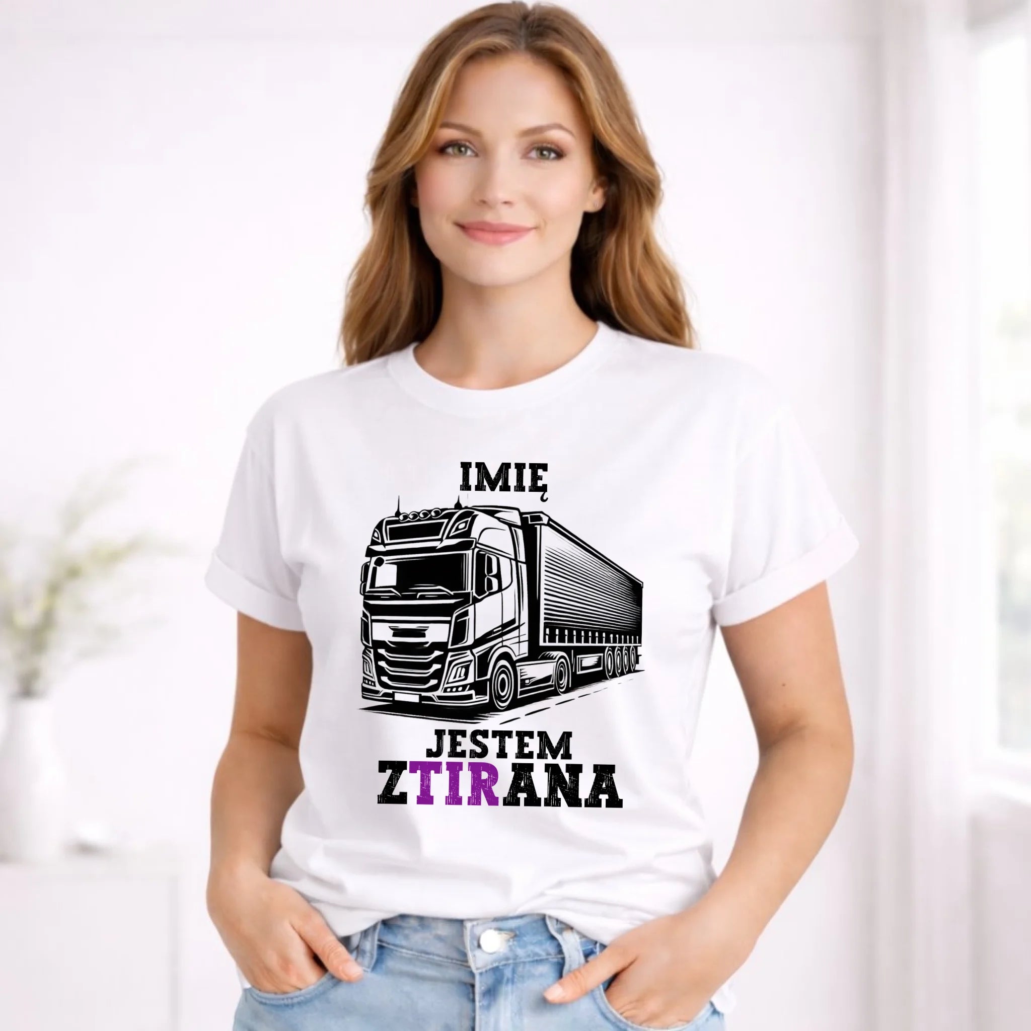 Koszulka damska dla kierowcy ciężarówki - Jestem zTIRana - personalizowana ZKT02 - StoryCups.pl