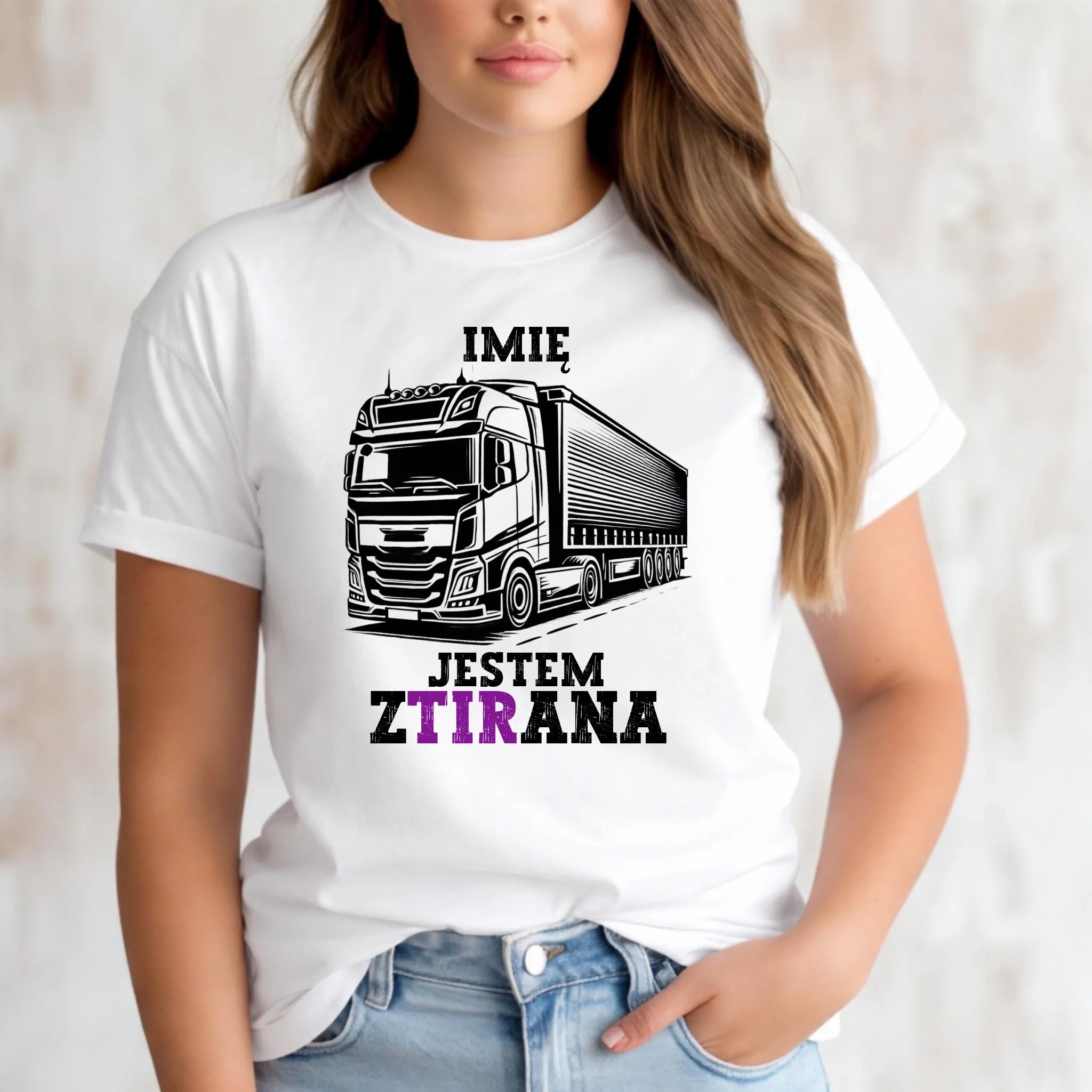Koszulka damska dla kierowcy ciężarówki - Jestem zTIRana - personalizowana ZKT02 - StoryCups.pl