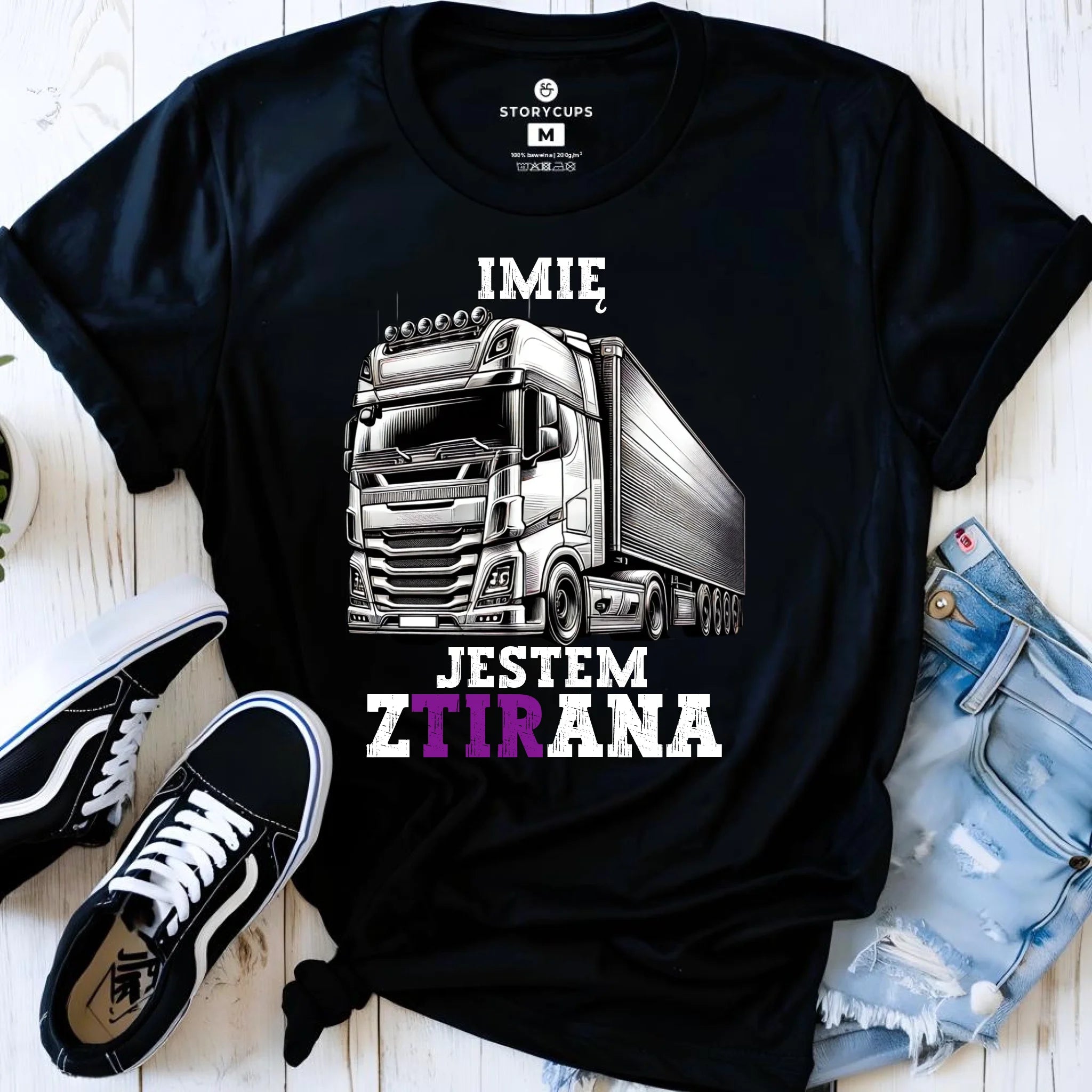 Koszulka damska dla kierowcy ciężarówki - Jestem zTIRana - personalizowana ZKT02 - StoryCups.pl