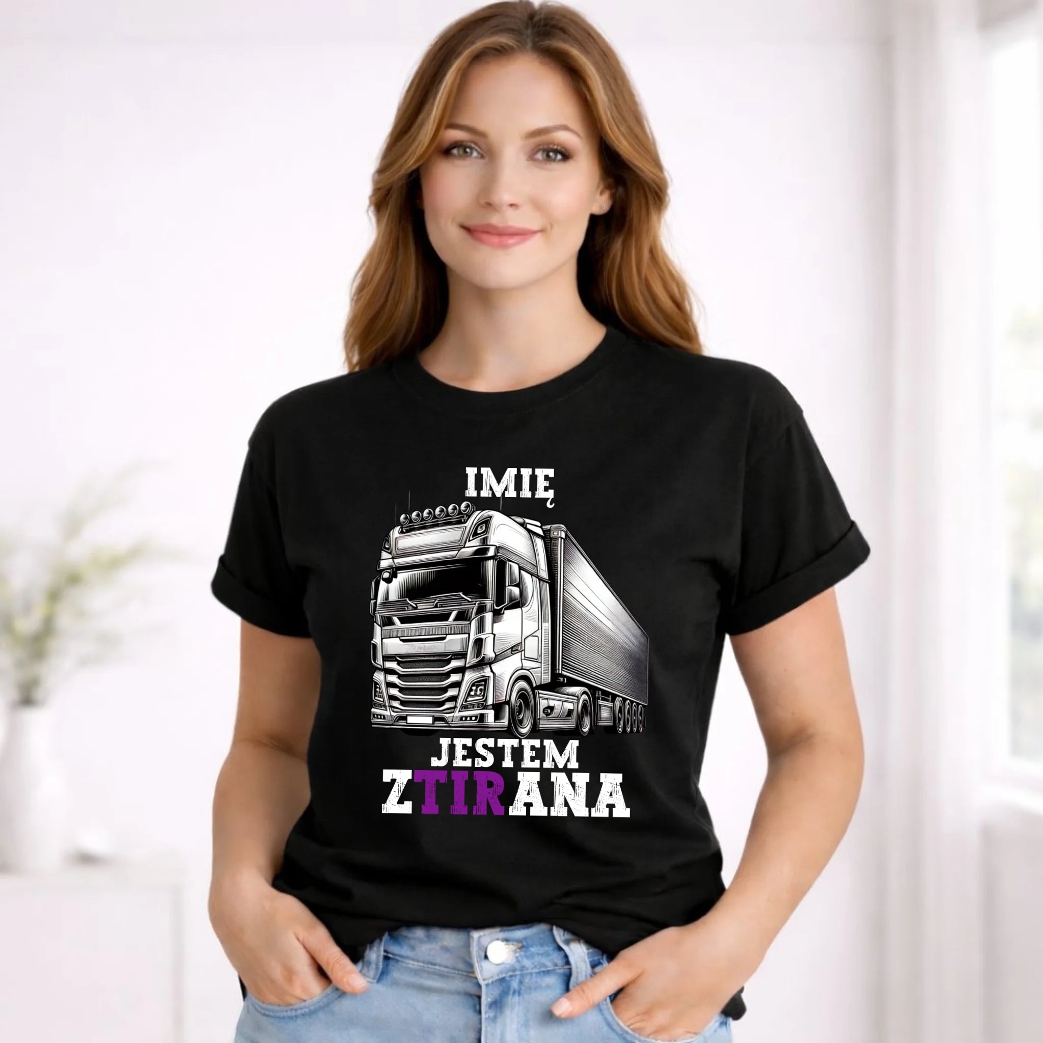 Koszulka damska dla kierowcy ciężarówki - Jestem zTIRana - personalizowana ZKT02 - StoryCups.pl