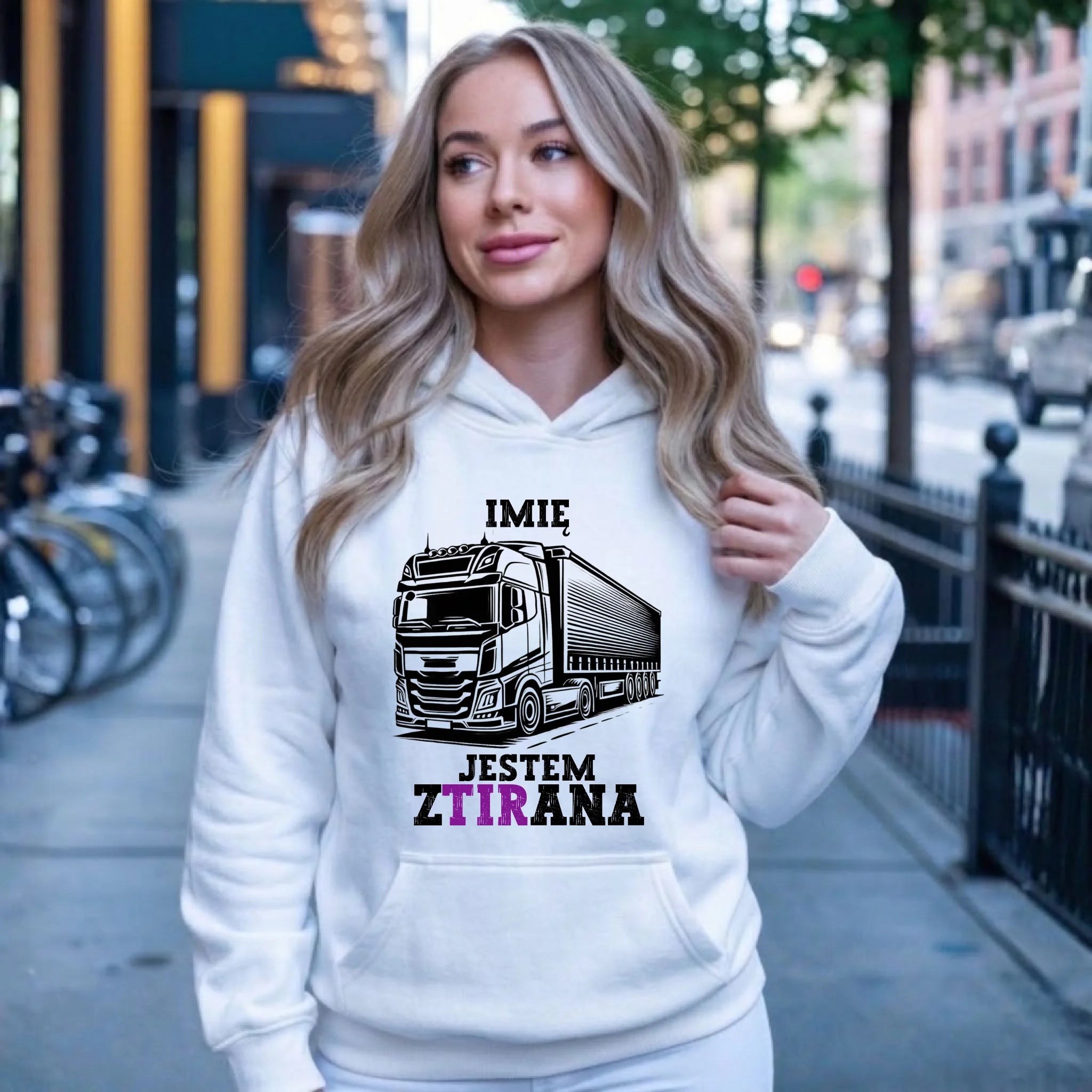 Bluza damska z kapturem dla kierowcy ciężarówki - Jestem zTIRana - personalizowana ZKT02 - StoryCups.pl